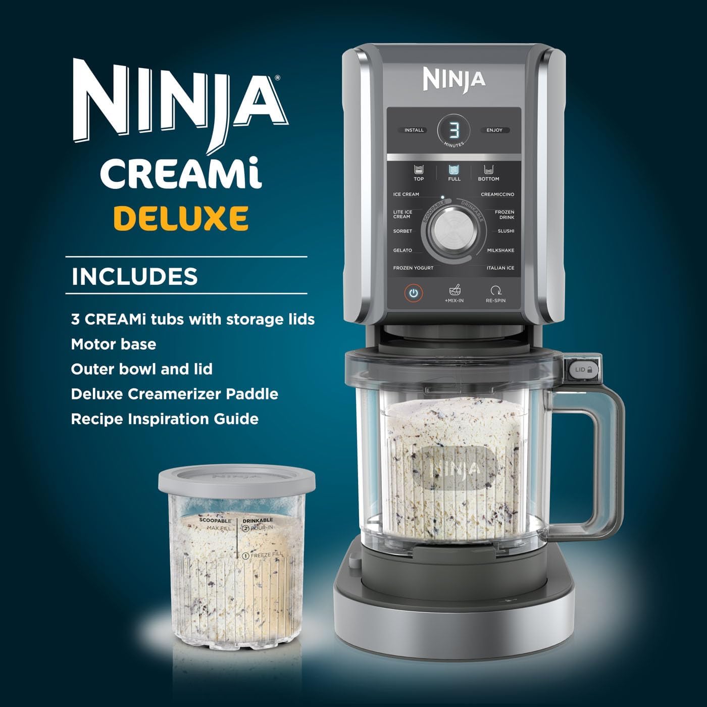 Thumbnail 6 de Ninja CREAMi Deluxe ice cream maker 3 tubs 🍨