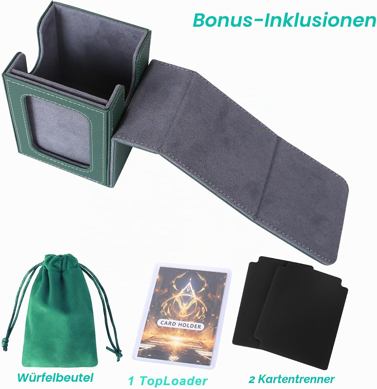 Thumbnail 6 de AFIING MTG Commander-Displaybox – 100 Doppelhüllen-Karten, Displayfenster, 2 Trennwände & Würfelbeutel