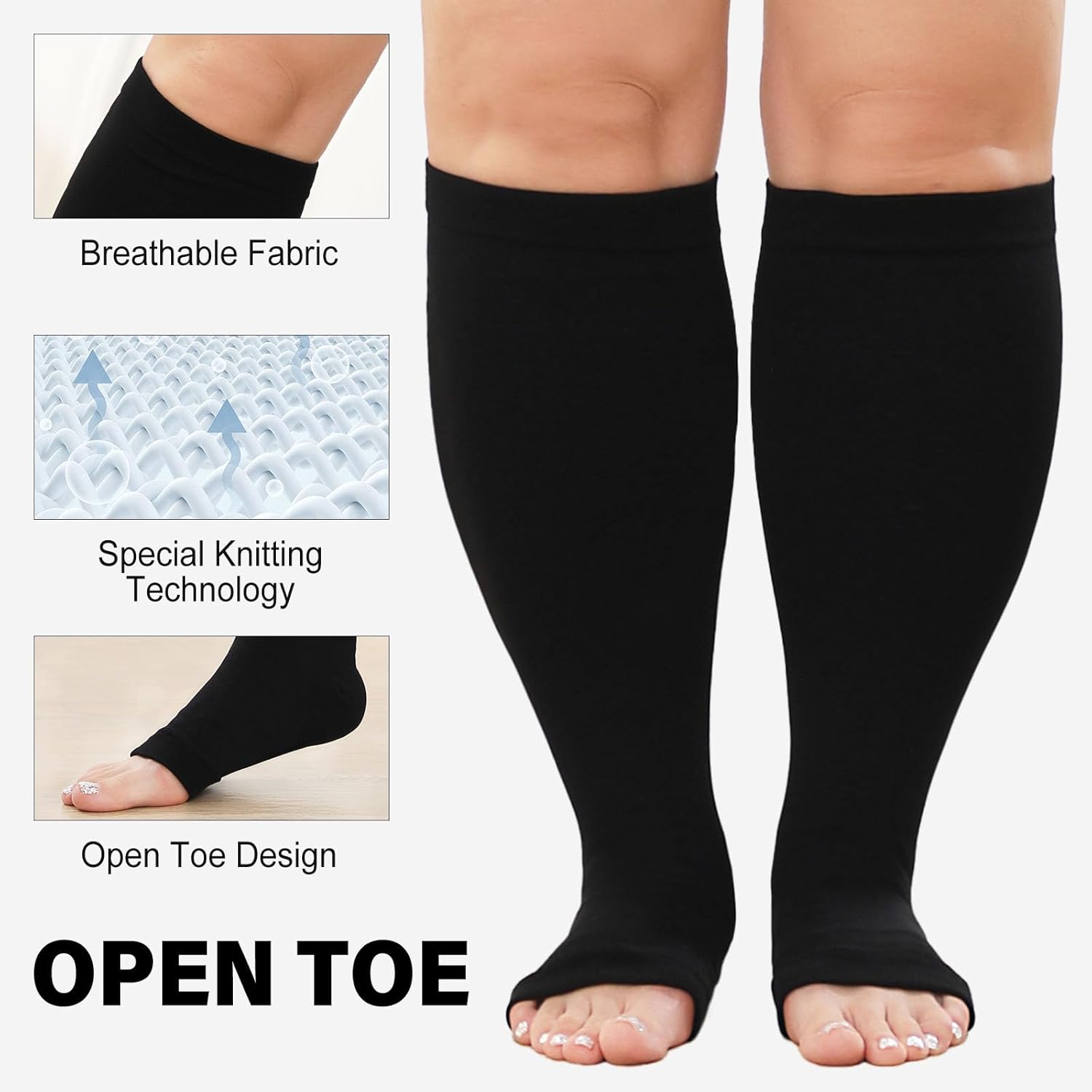 Detalle 2 de PUTUO Plus Size Compression Socks 20-30 mmHg