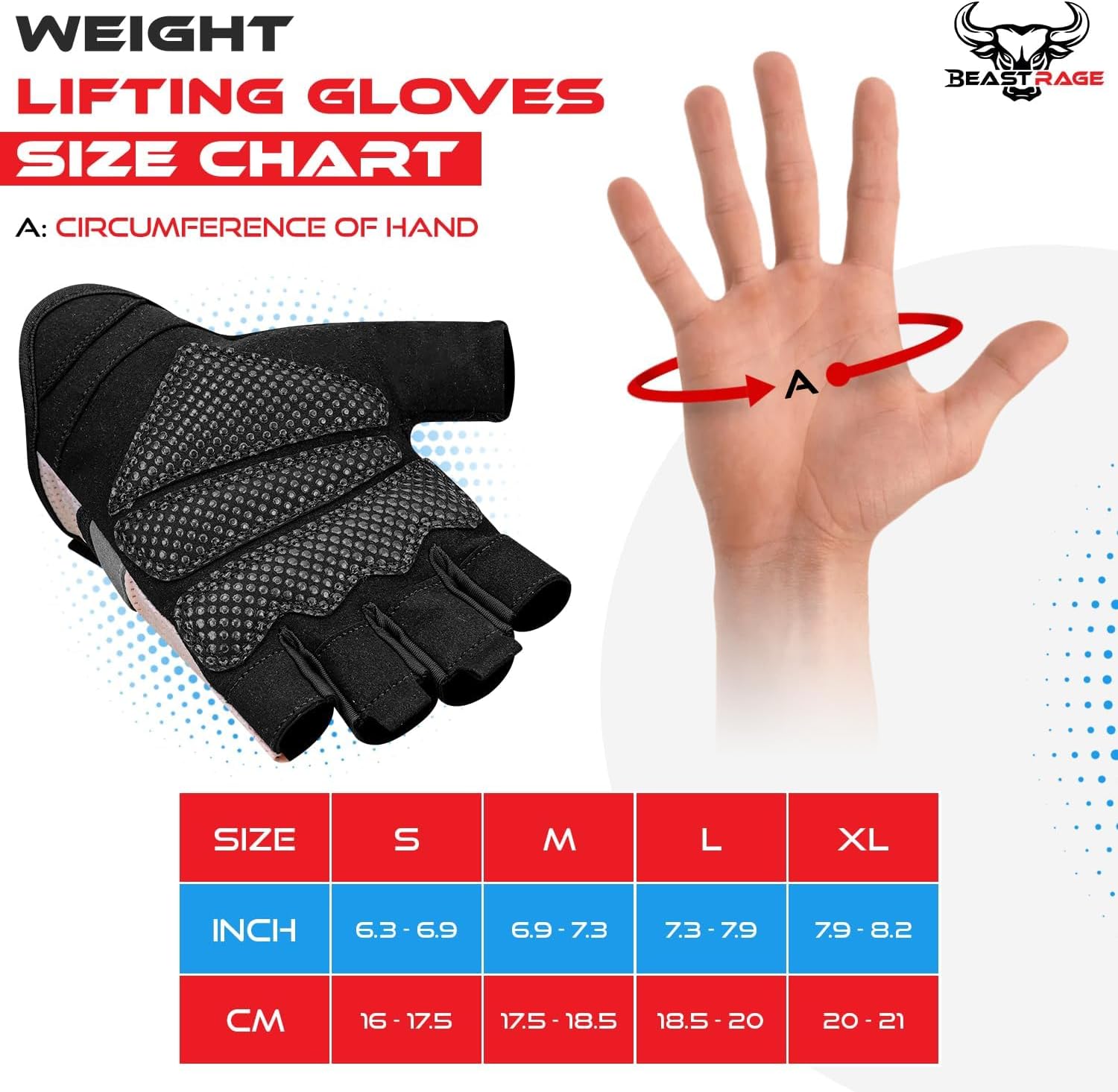 Detalle 2 de BEAST RAGE Weight Lifting Gloves for Crossfit