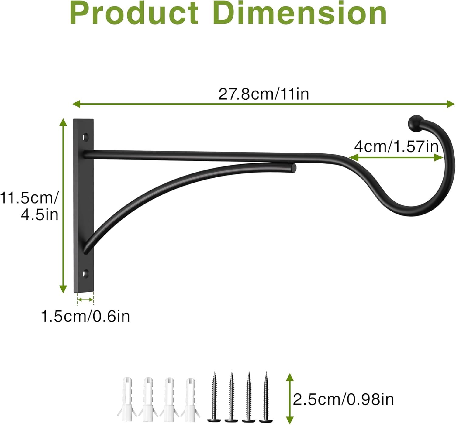 Thumbnail 3 de Saffruff 2 Pack 28cm Hanging Basket Brackets Outdoor for Walls, Fences, and More
