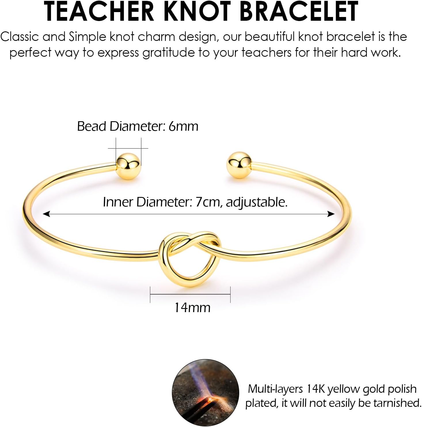 Thumbnail 1 de CERSLIMO Teacher Gifts: 6-Pack Knot Bracelets with Message Cards for Women