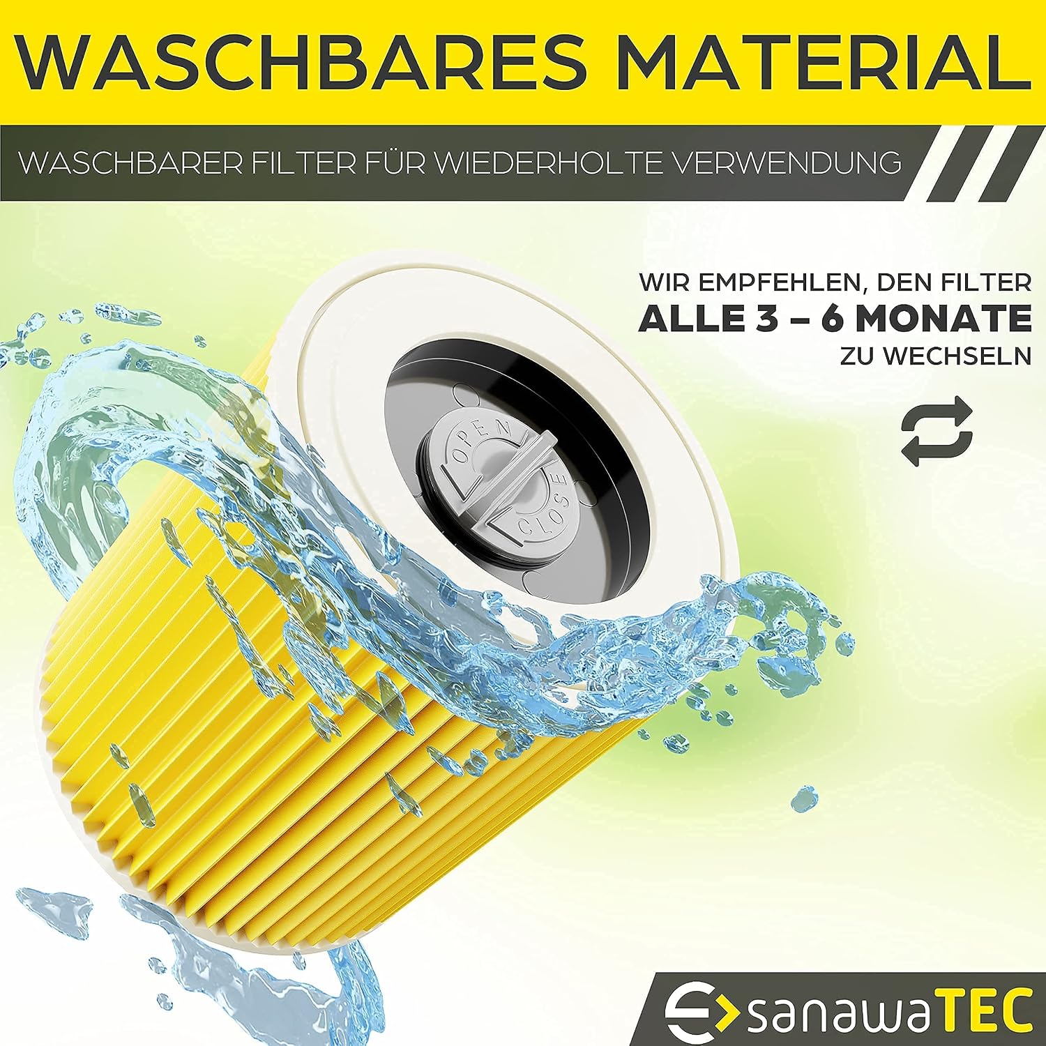 Detalle de SANAWATEC 3x Filter für Kärcher WD3 Staubsaugerfilter