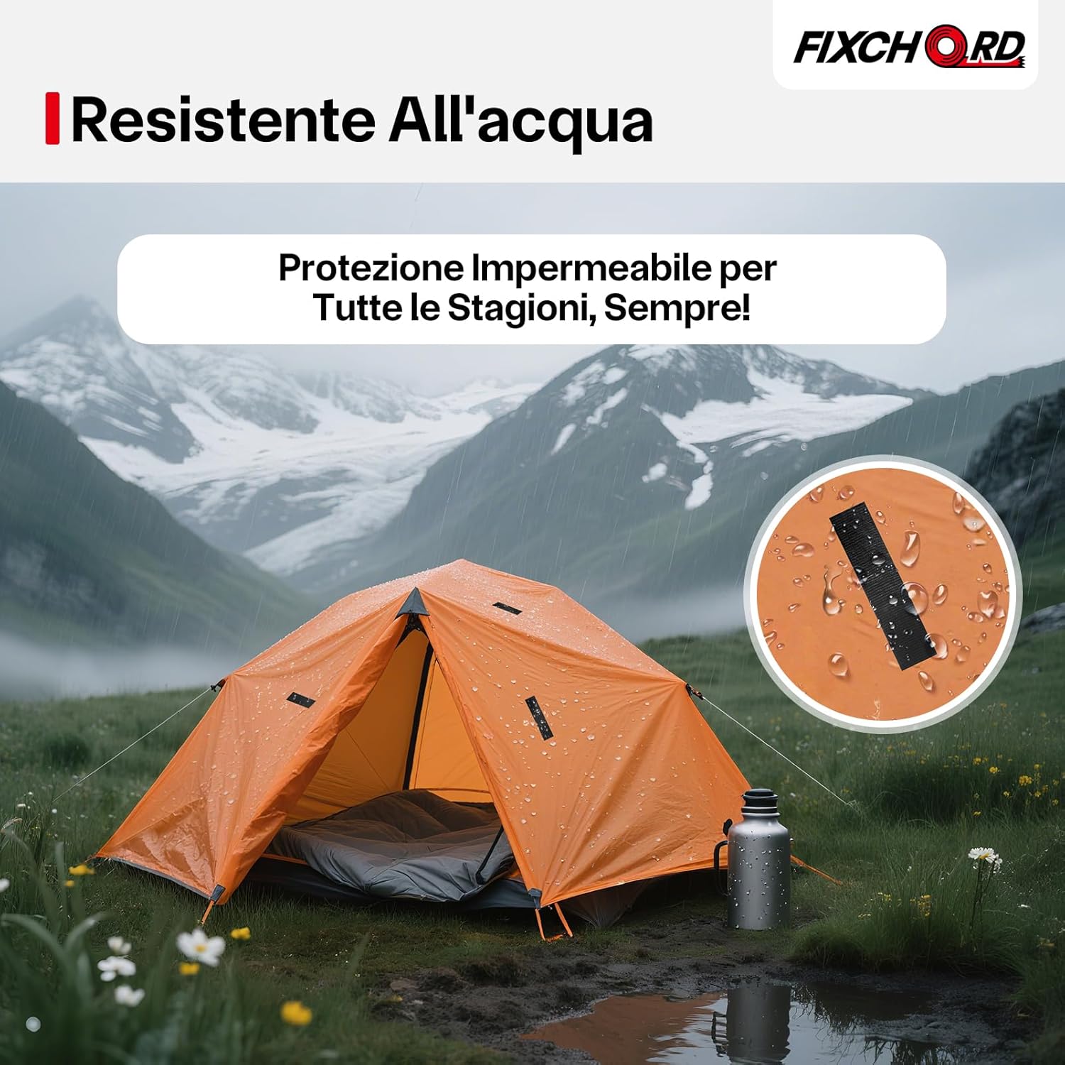 Detalle 2 de FIXCHORD nastro adesivo in tessuto 25 mm × 50 m impermeabile nero