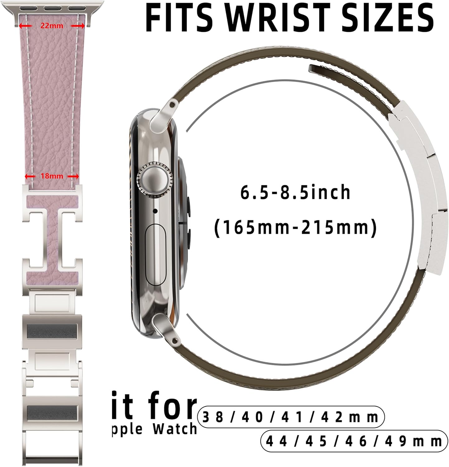 Detalle de Leather Watch Band with Magnetic Buckle for Apple Watch Ultra – Rugged, Durable Leather Strap