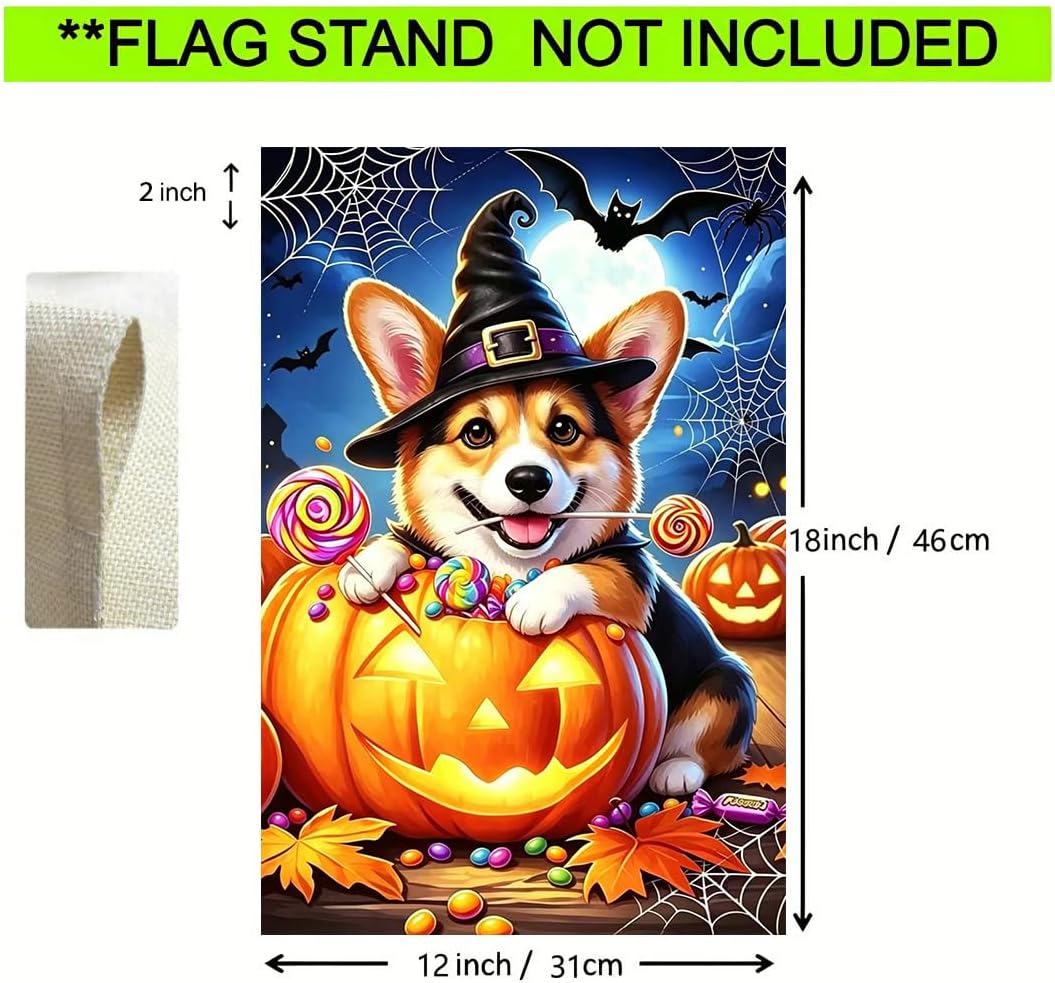 Detalle de Corgi Halloween Garden Flag 12 x 18 in