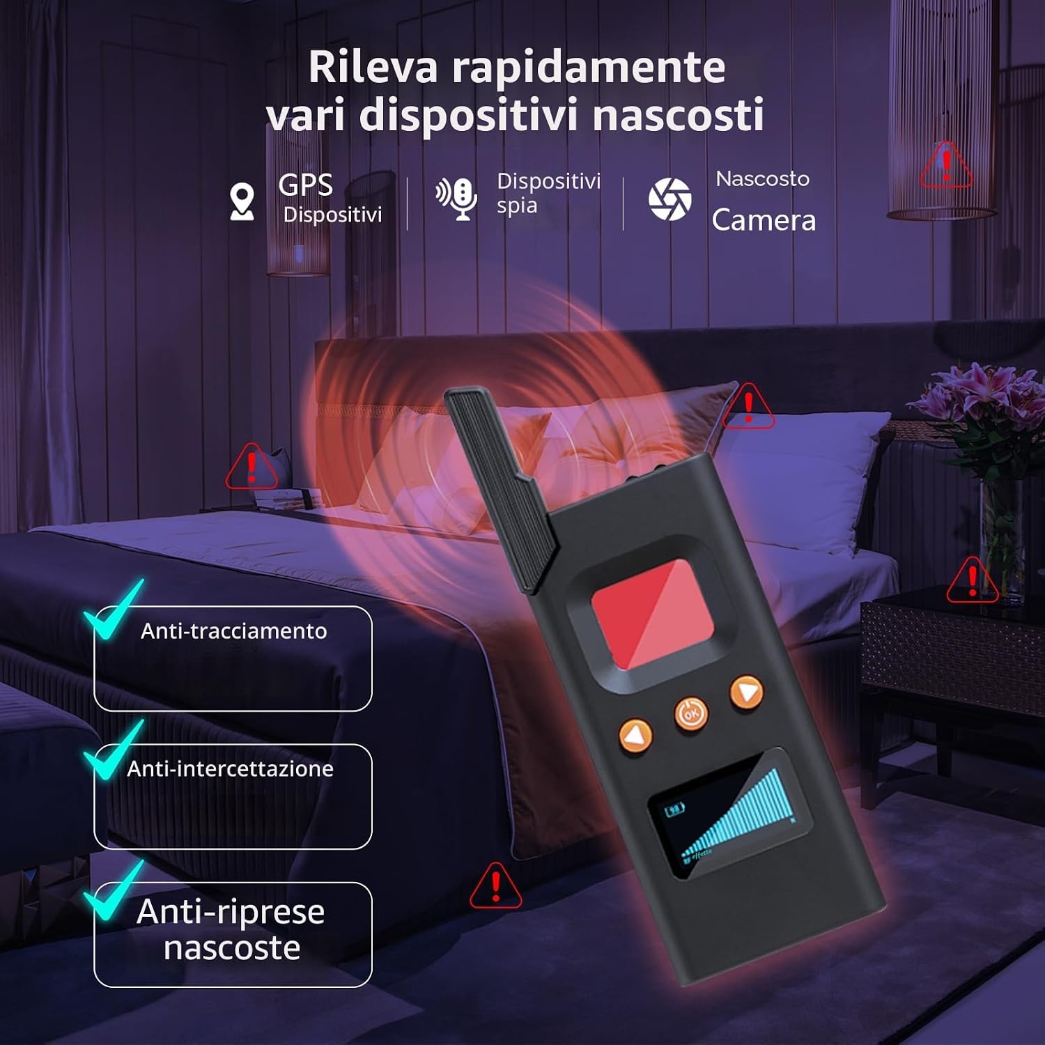 Detalle de FOWARD GAUSS Rilevatore di bug per fotocamera nascosta: protezione privacy e rilevamento multi-scenario
