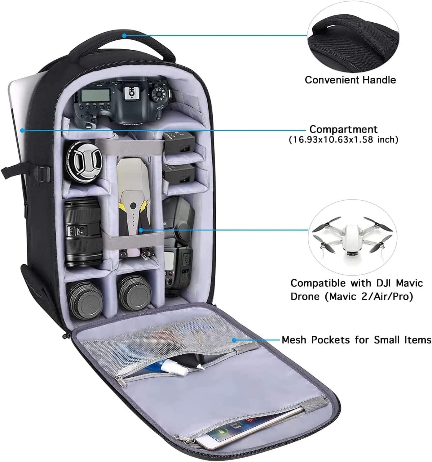 Detalle 2 de MOSISO Camera Backpack 15-inch laptop compartment