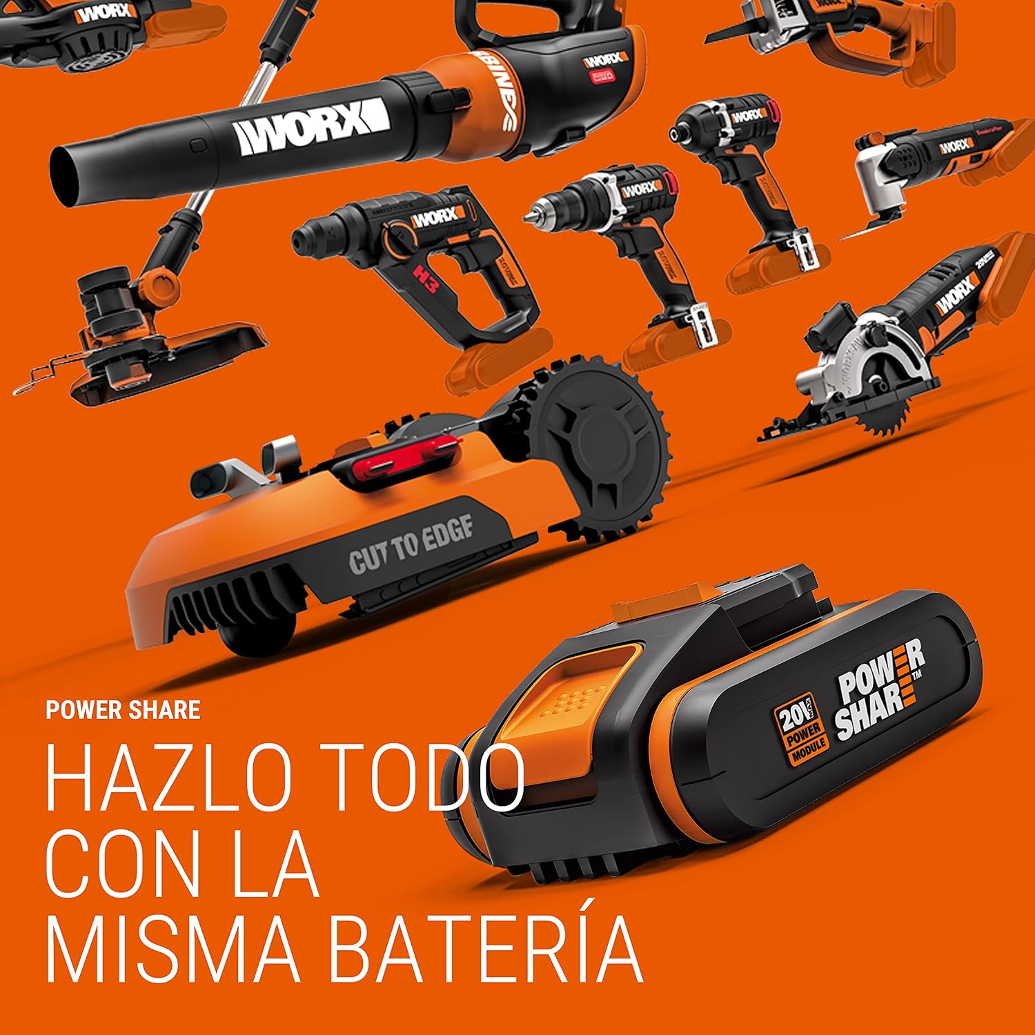 Thumbnail 7 de WORX wg801e.9 20V Cortasetos y Desmalezadora