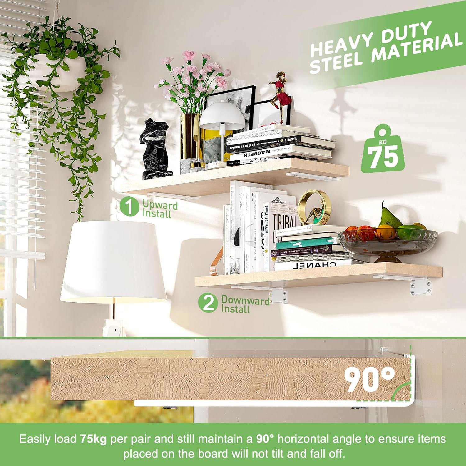 Thumbnail 1 de Yeabett 4 Pack Shelf Brackets 15cm – Heavy Duty Wall Brackets, 75kg Load Capacity, White