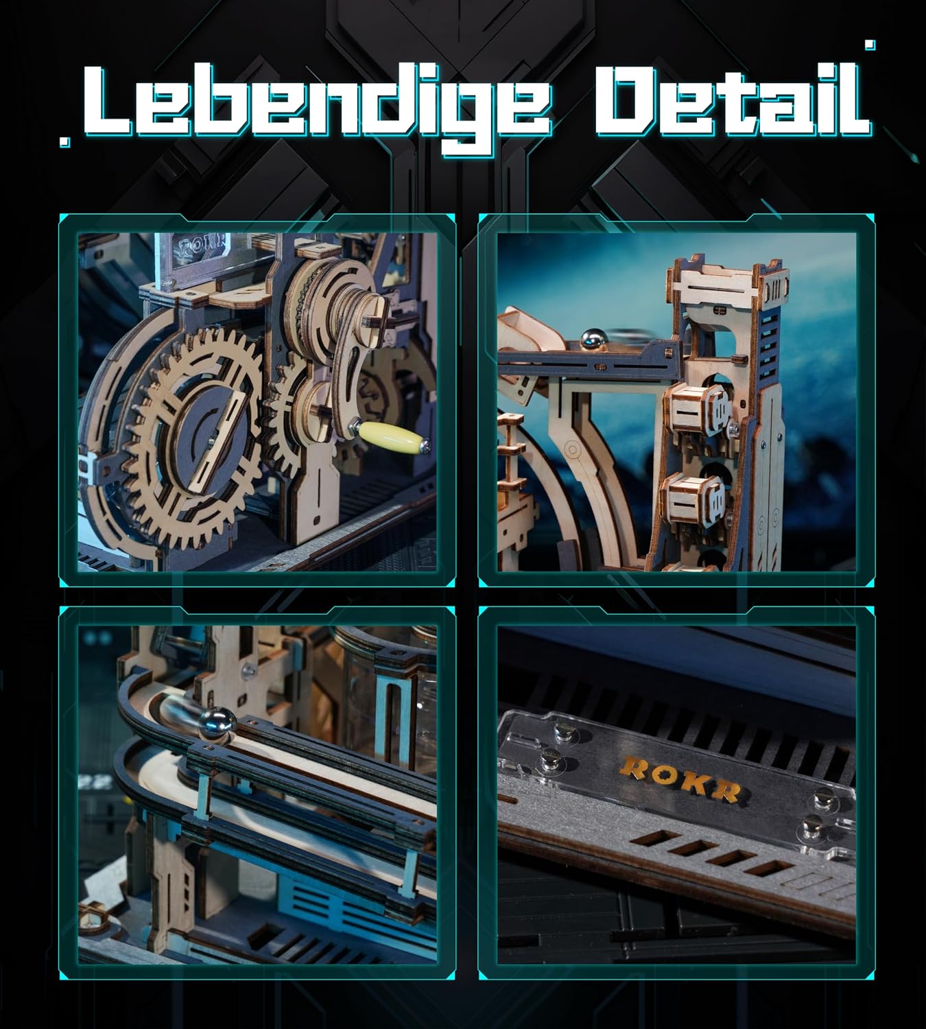 Detalle 2 de ROKR Marble Spaceport 3D Puzzle 70 U/min 🧩