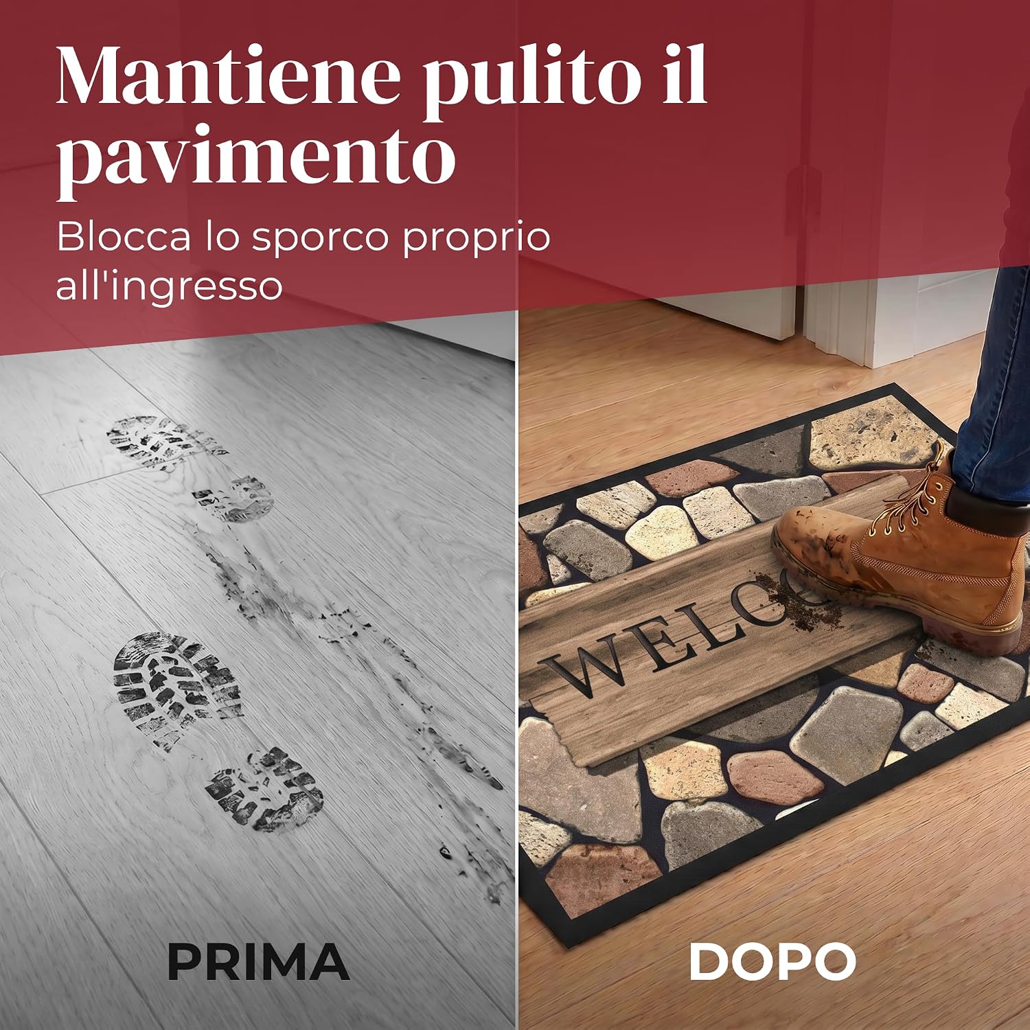 Detalle de Valia Home Zerbini 60x80 cm – tappetino antisporco antiscivolo per ingresso esterno e interno