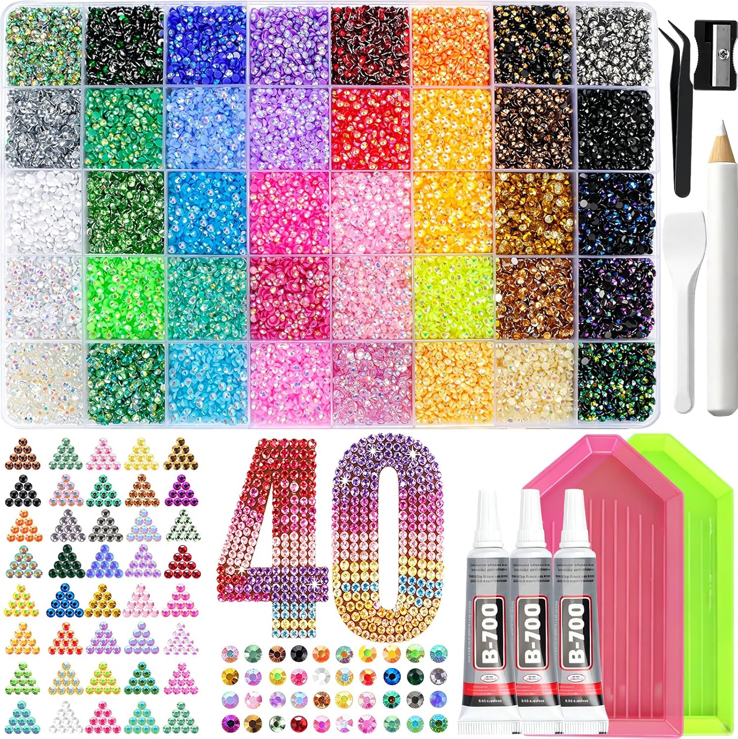 Detalle de 50000Pcs Resin Jelly Rhinestones Bedazzling Kit with 3mm Flat Back Gems