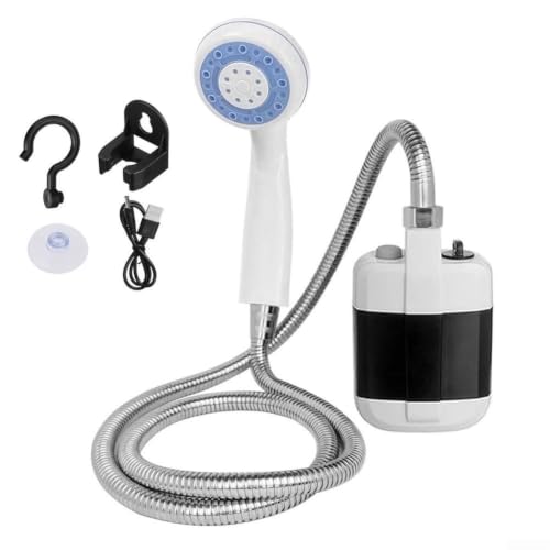 Detalle de Minflora Camping Dusche: Tragbare USB-Dusche mit Saugnapf, 4,5 l/min – ideal für Outdoor, Camping und Haustierpflege
