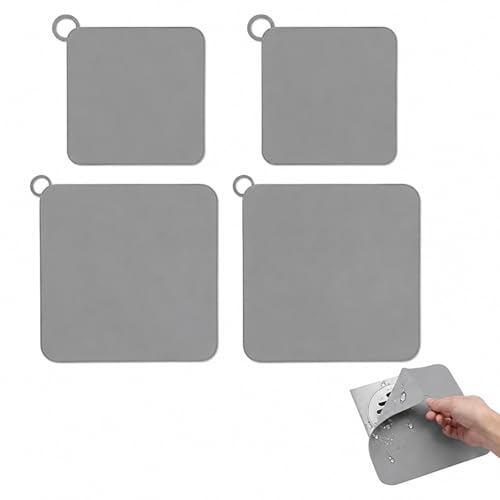 Detalle de YEDOUALE copri scarico doccia in silicone, set da 4, 20×20 e 12×12 cm