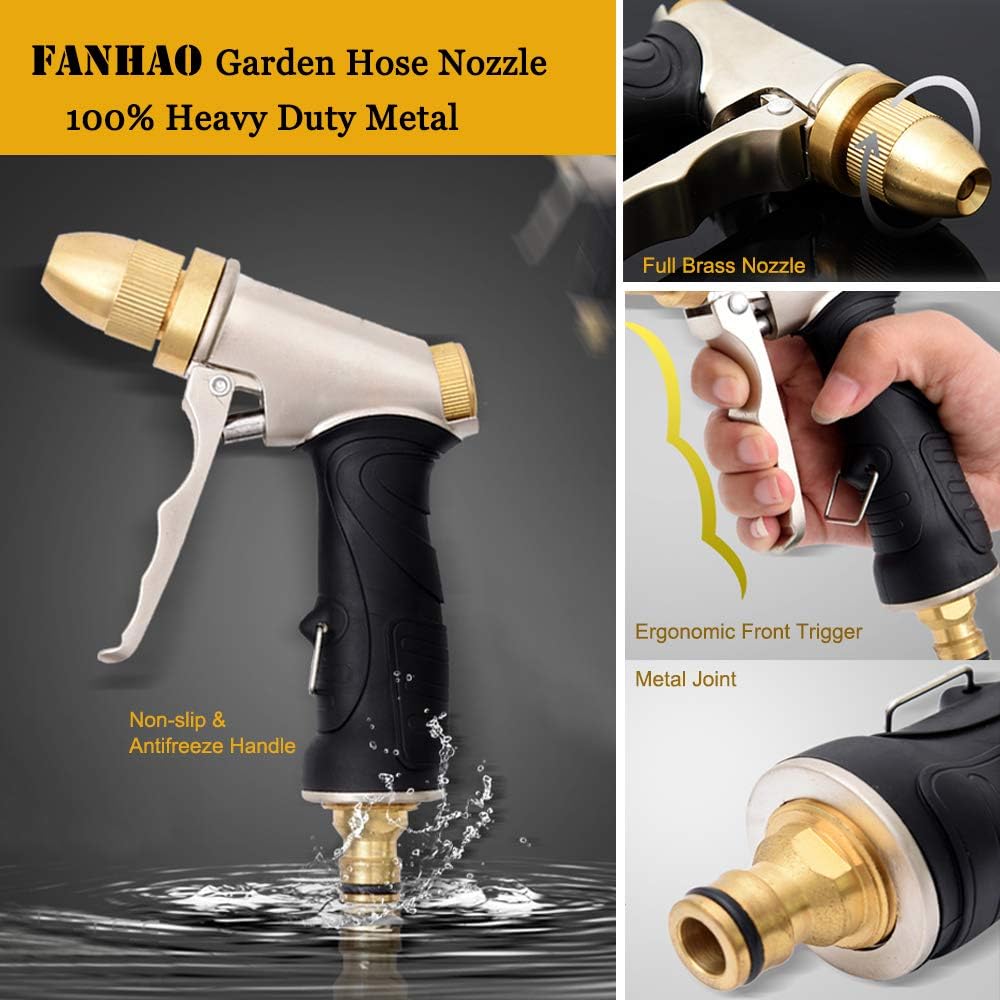 Thumbnail 2 de FANHAO 3/4" metal garden hose spray gun with adjustable patterns and full brass nozzle