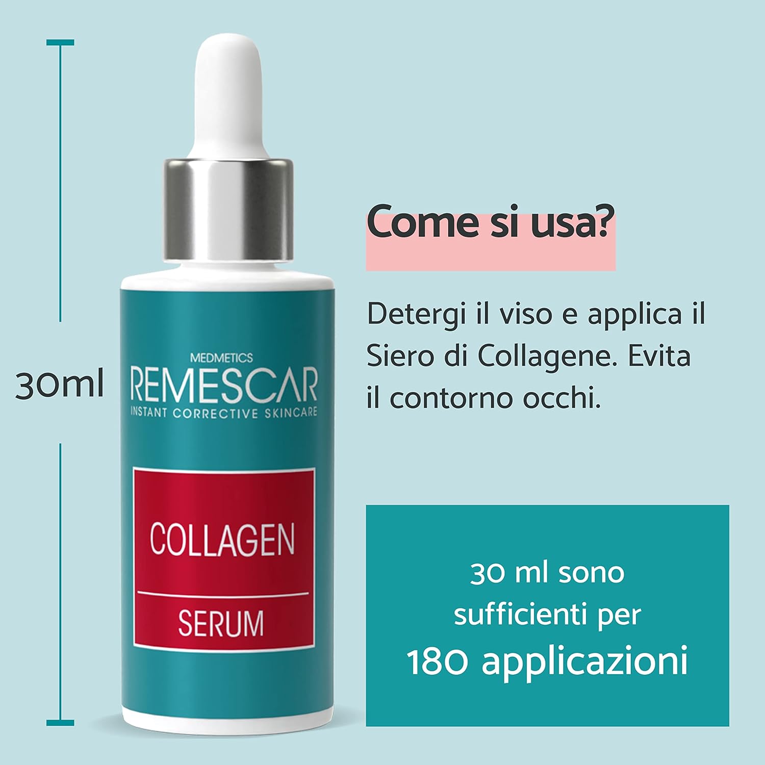 Detalle 2 de Remescar Siero Viso Collagene Idrolizzato 30ml – Antirughe con Acido Ialuronico