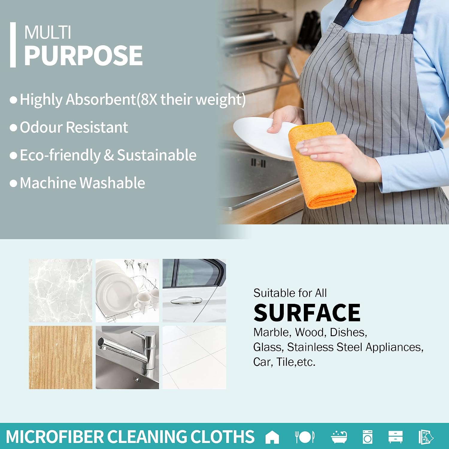 Thumbnail 6 de HOMERHYME HR-01CL20PK Microfiber Cleaning Cloths, 20 Pack, 12 x 12 Inch