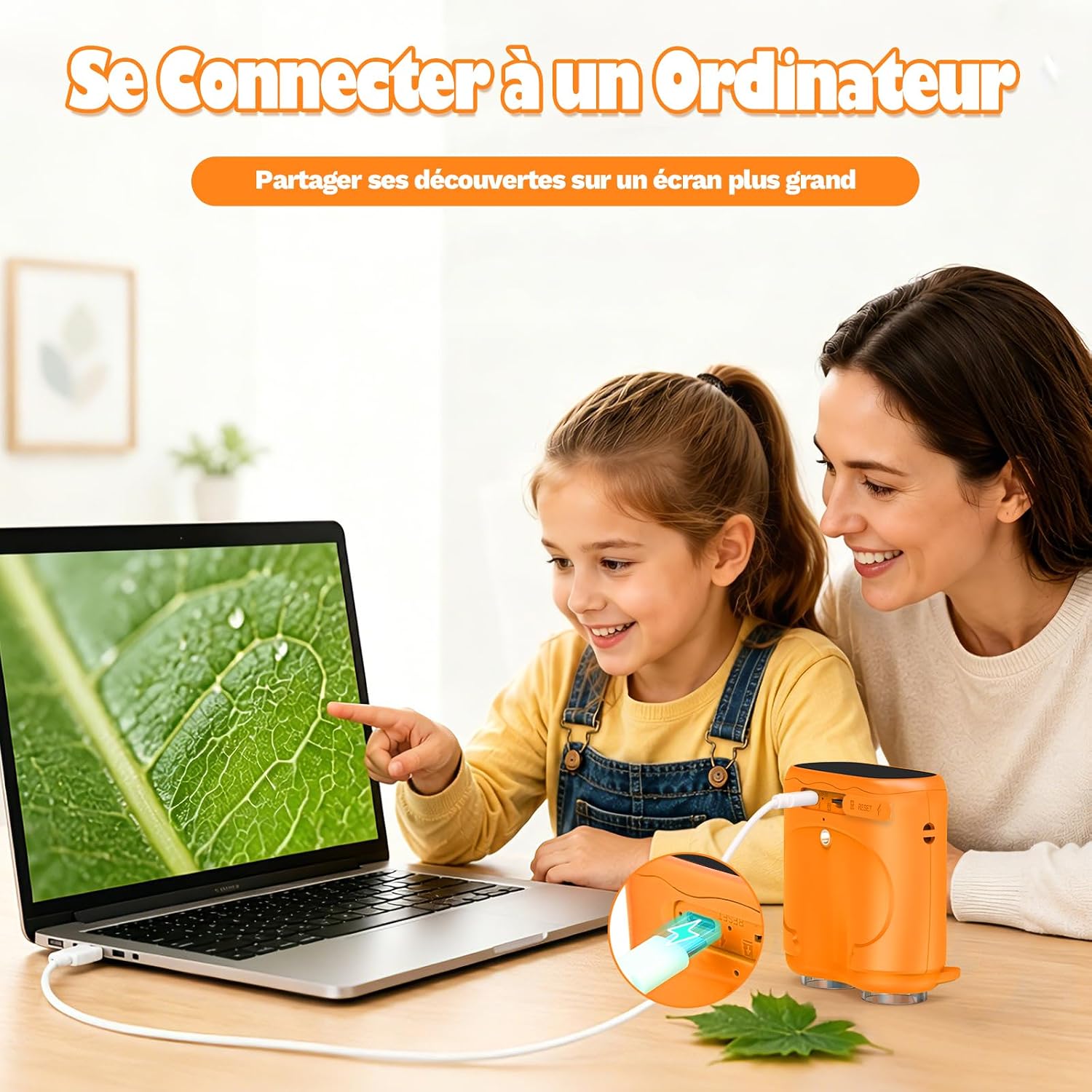 Detalle de ASPOVEN 2 en 1 : Microscope et Télescope Numérique pour Enfant – 1000x avec Écran HD 2,0 pouces