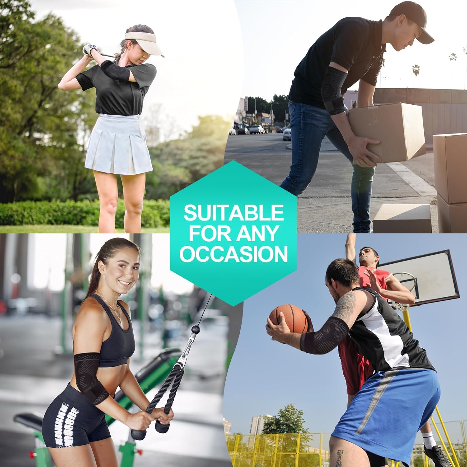 Thumbnail 6 de Lexniush Ellenbogenbandage für Tennisarm & Golferarm, einstellbare Kompression (rechts/links)