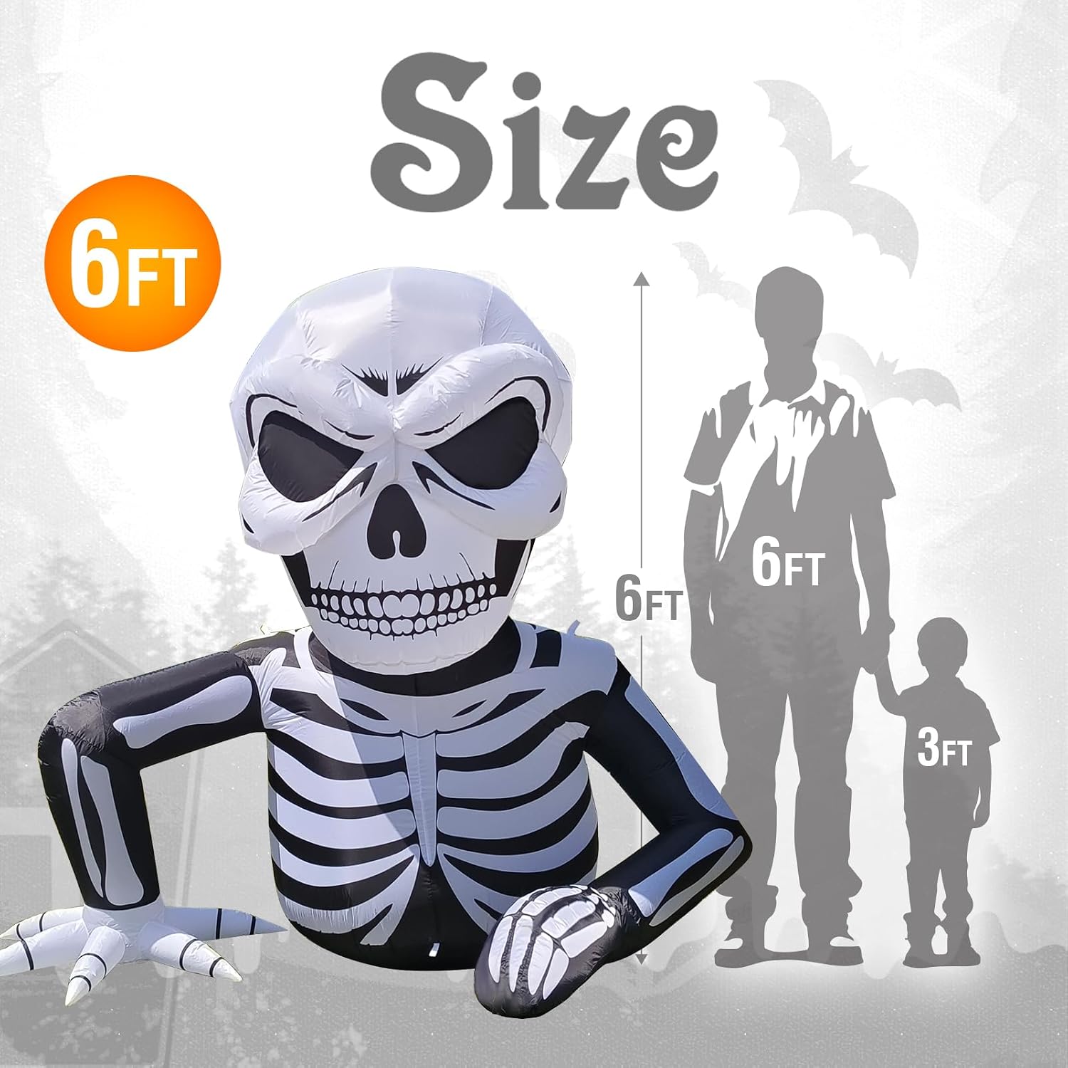 Detalle de WBHome G0501A(0.17) 6-Ft Inflatable Half-Body Skeleton with LED