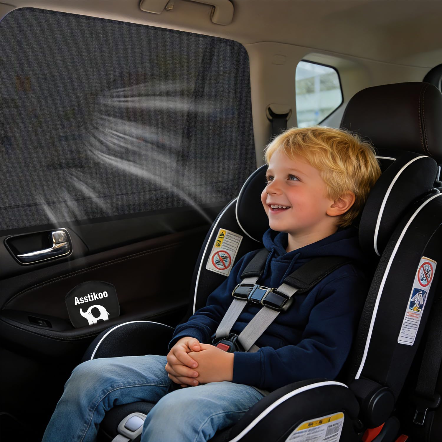 Thumbnail 6 de Asstikoo Sonnenschutz Auto für Baby und Kinder – UV-Schutz Seitenfenster Netz, 2 Stück