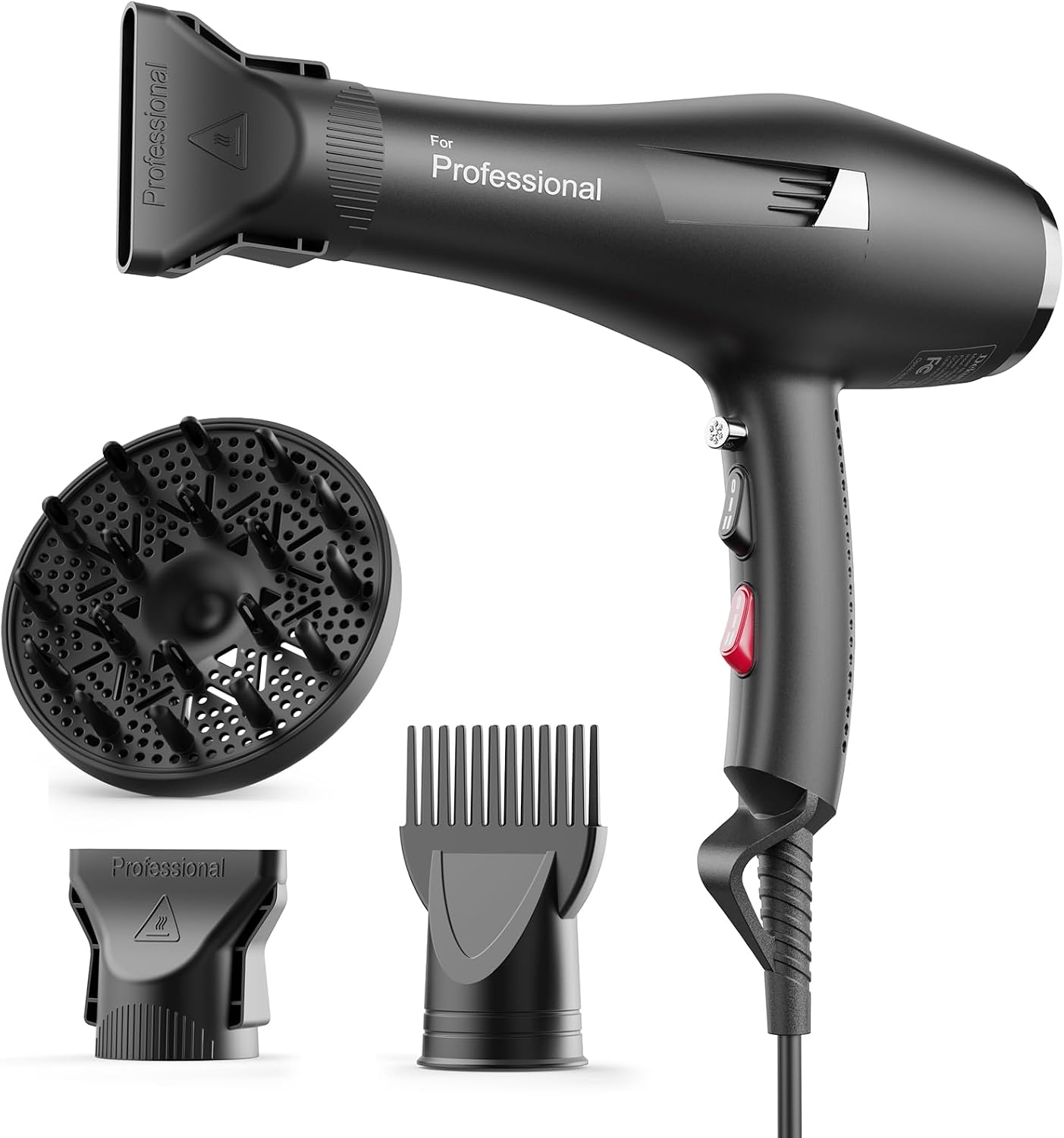 Detalle de Dekuri Föhn Ionen — Profi-Haartrockner mit Diffusor, 3 Heizstufen, 2 Geschwindigkeiten und langer Kabel