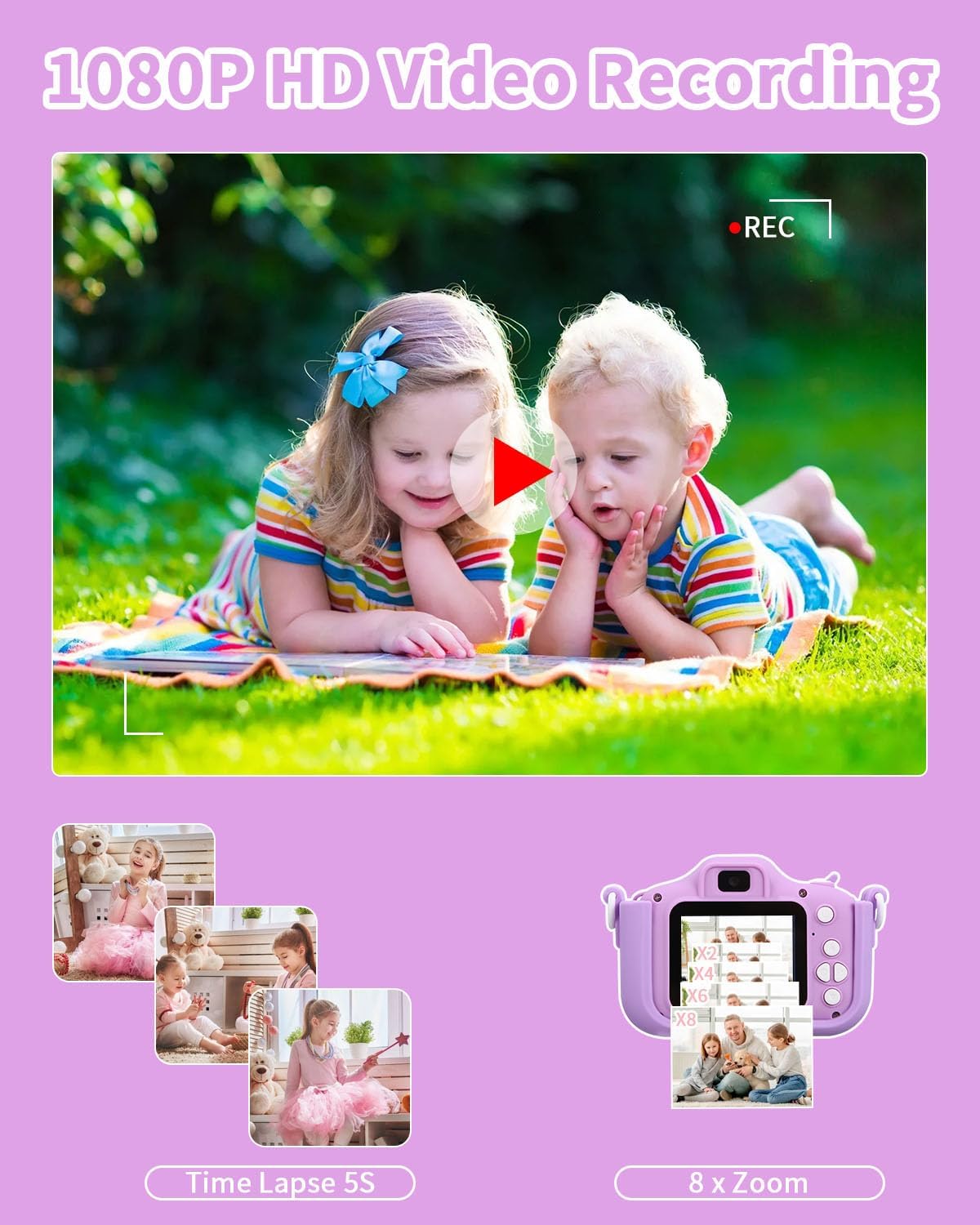 Thumbnail 2 de Azyvum Macchina Fotografica Bambini con schermo da 2” ricaricabile e scheda 64GB (1080P HD)