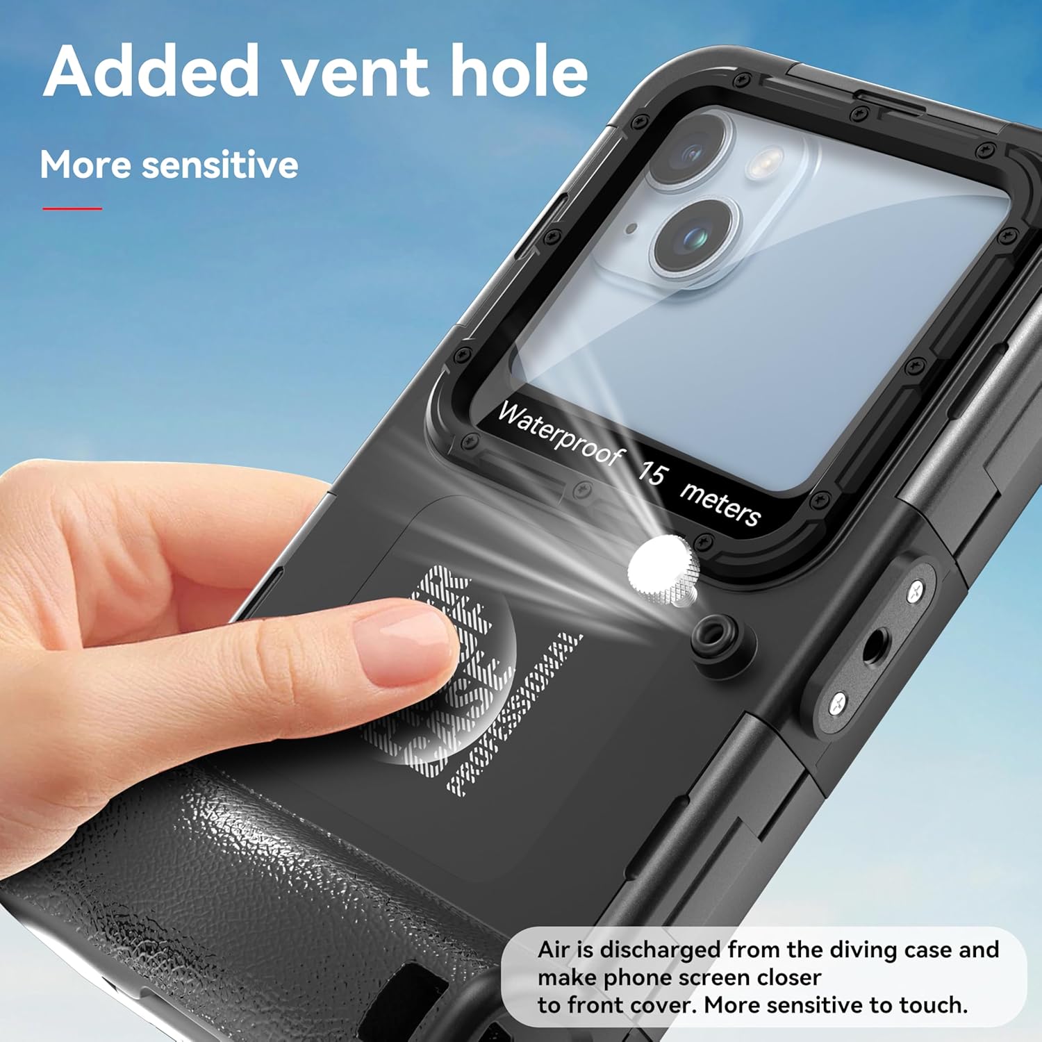 Thumbnail 3 de Hllhunkhe Diving Waterproof Phone Case for iPhone: 15 m Depth Protection with Full Sealing and Lanyard