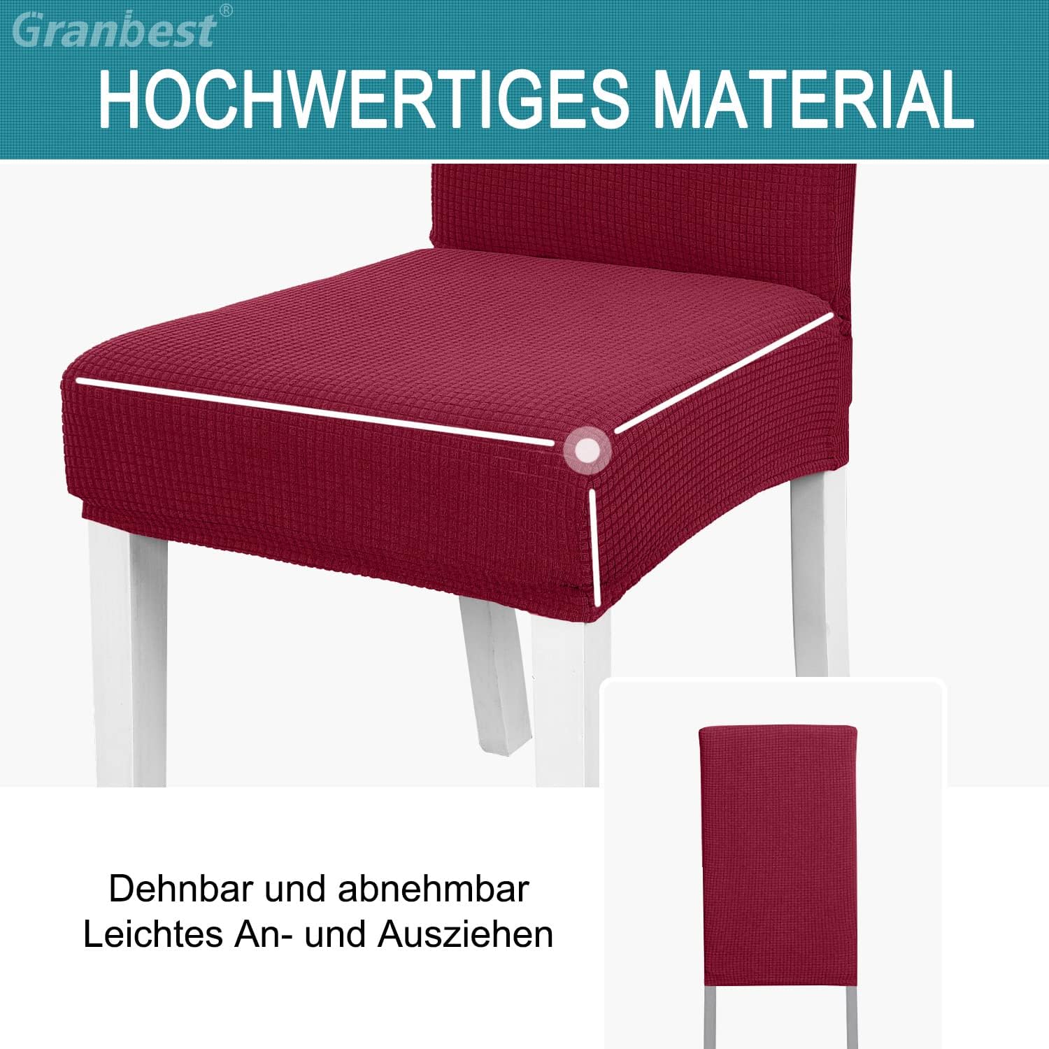 Thumbnail 3 de Granbest 6 housses chaise bordeaux