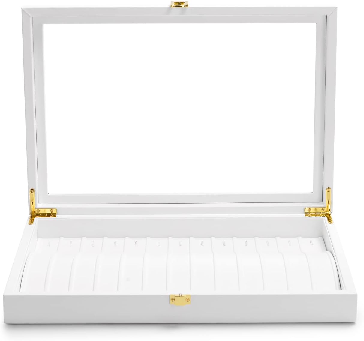 Thumbnail 4 de Papten Bandeja apilable para joyas con tapa de piel, blanca✨