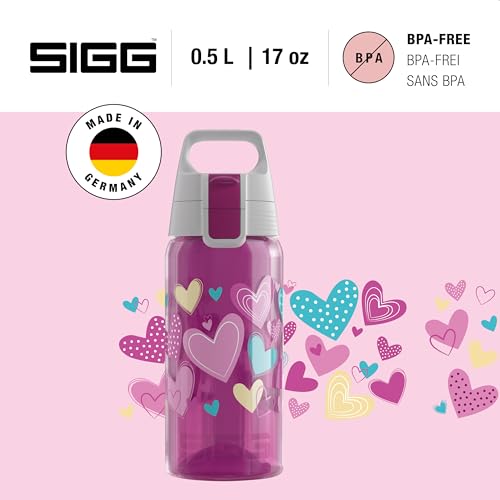 Detalle de SIGG Viva ONE Hearts Kinder Trinkflasche (0,5 L) – auslaufsicher, einhändig bedienbar, frei von Schadstoffen