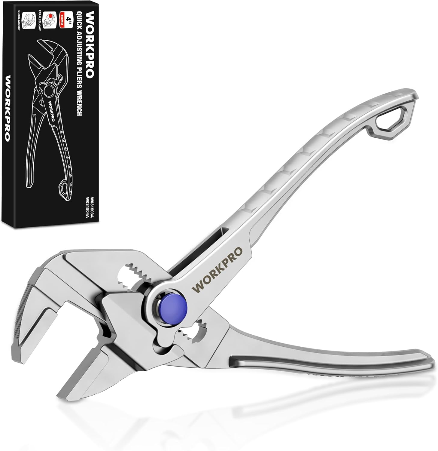 Detalle de WORKPRO 100 mm Mini Pliers Wrench: Self-Adjusting Parallel Jaws