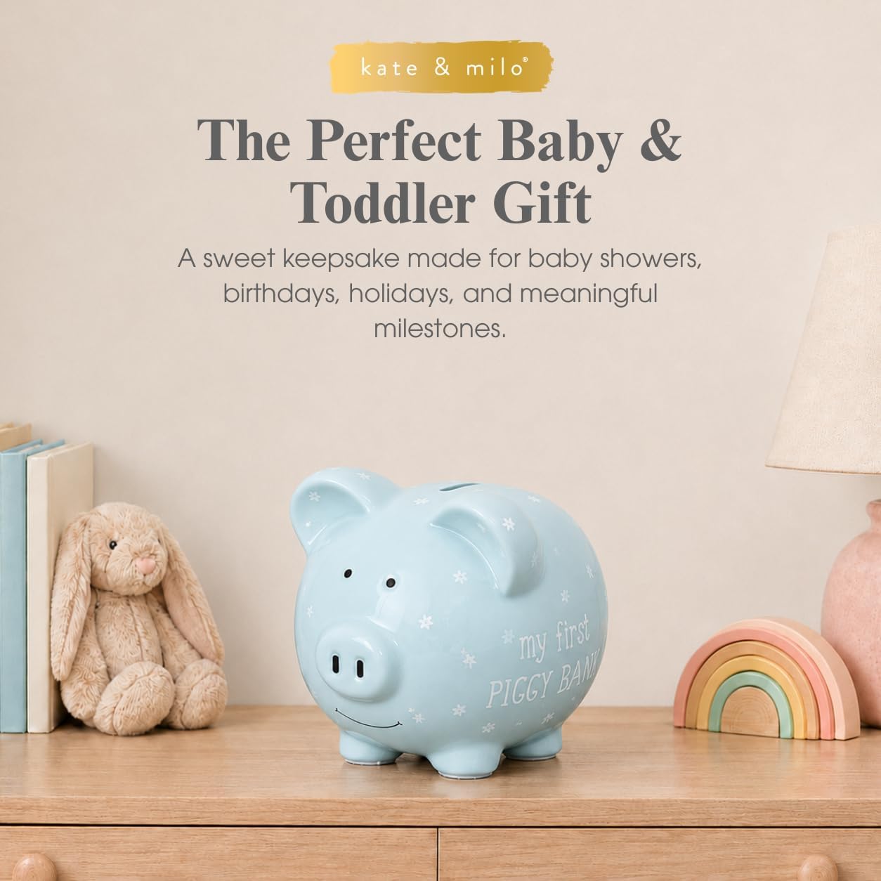 Thumbnail 3 de Kate & Milo Ceramic Piggy Bank, Blue Stars