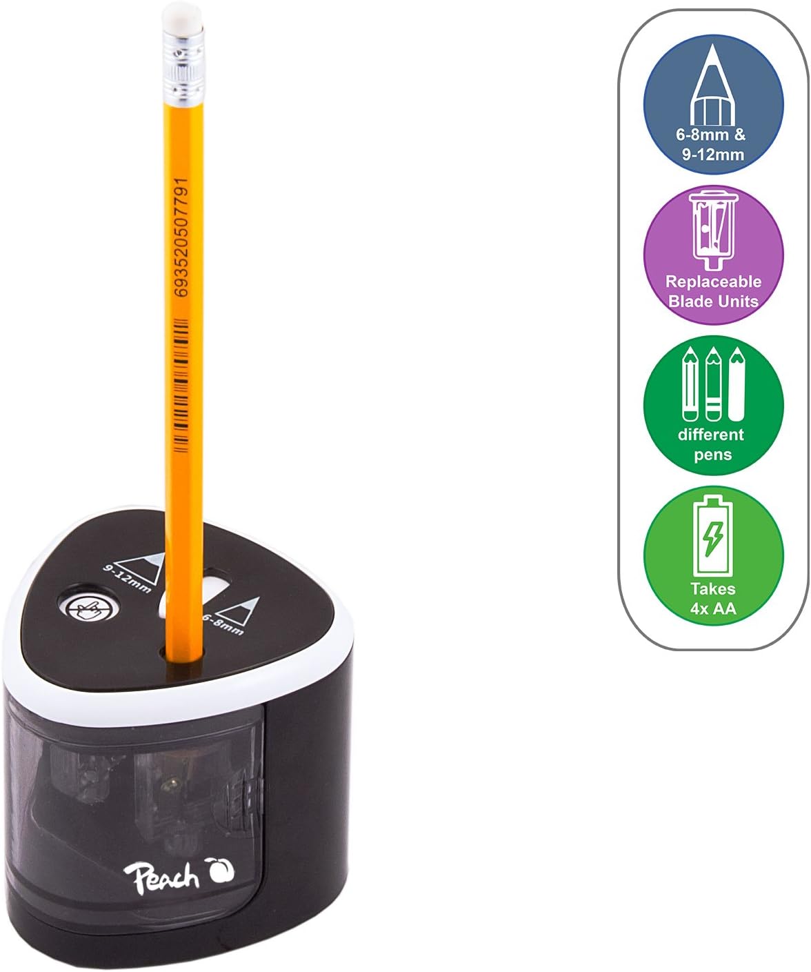 Thumbnail 1 de Peach PO102 Elektrischer Spitzer 6–12 mm
