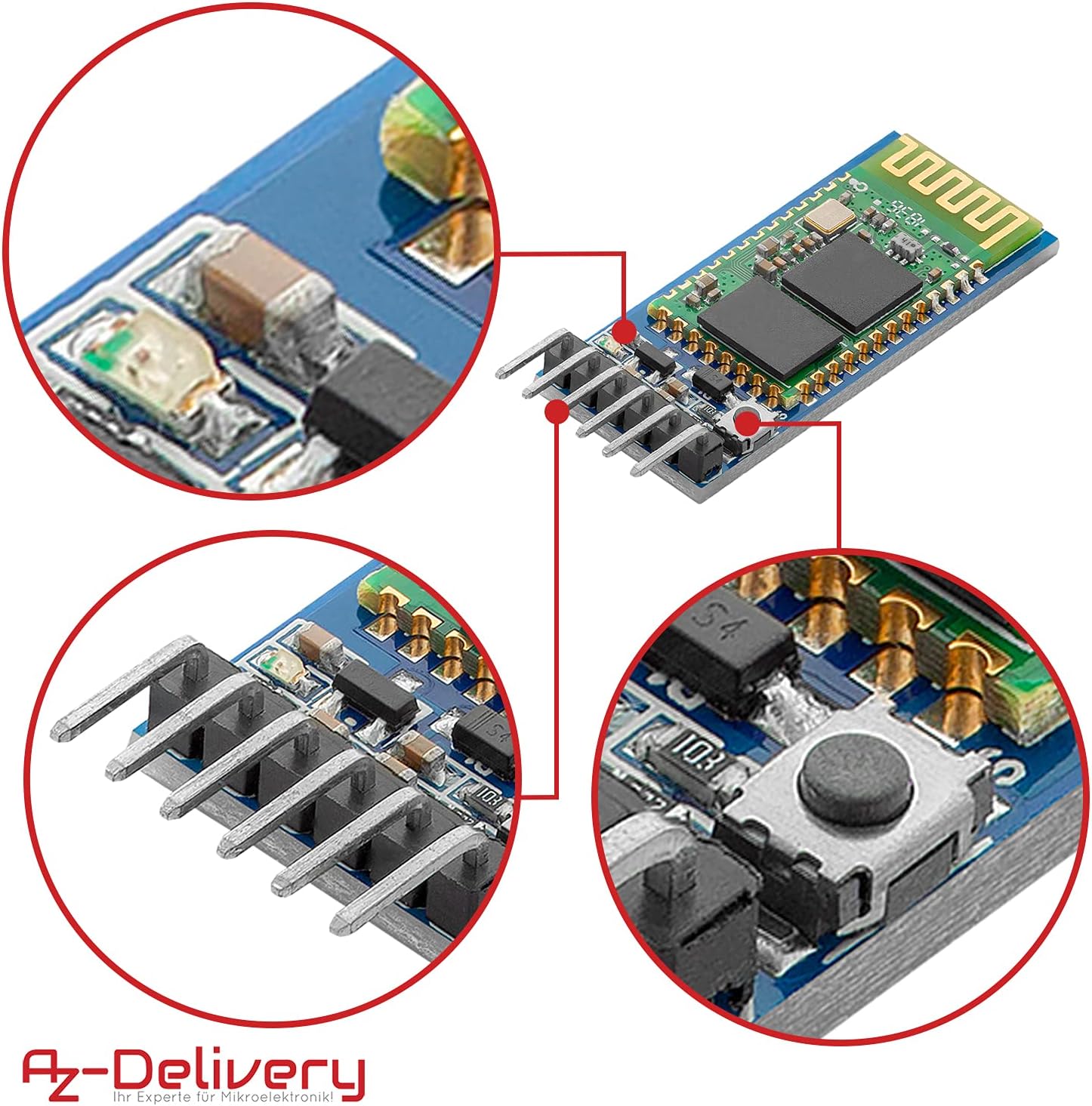 Thumbnail 4 de AZDelivery lot de 5 modules Bluetooth HC-05 / HC-06 (émetteur-récepteur) avec LED d’état, mode AT et E-Book