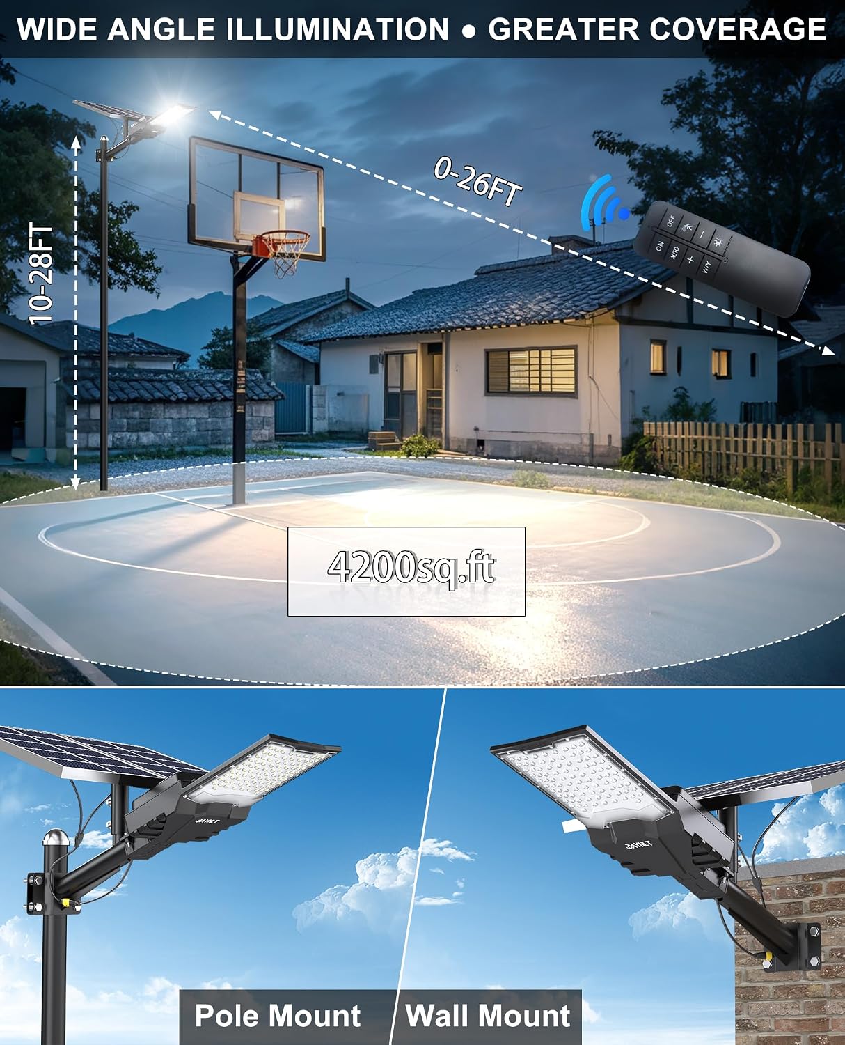 Detalle de JAYNLT Solar Street Light, 60,000mAh Battery