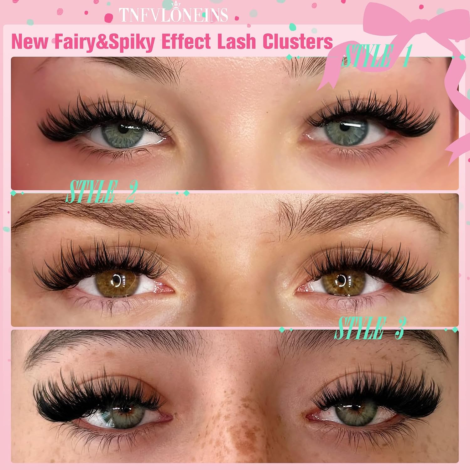 Detalle 2 de TNFVLONEINS Lash Clusters 10-16MM Wispy ๐