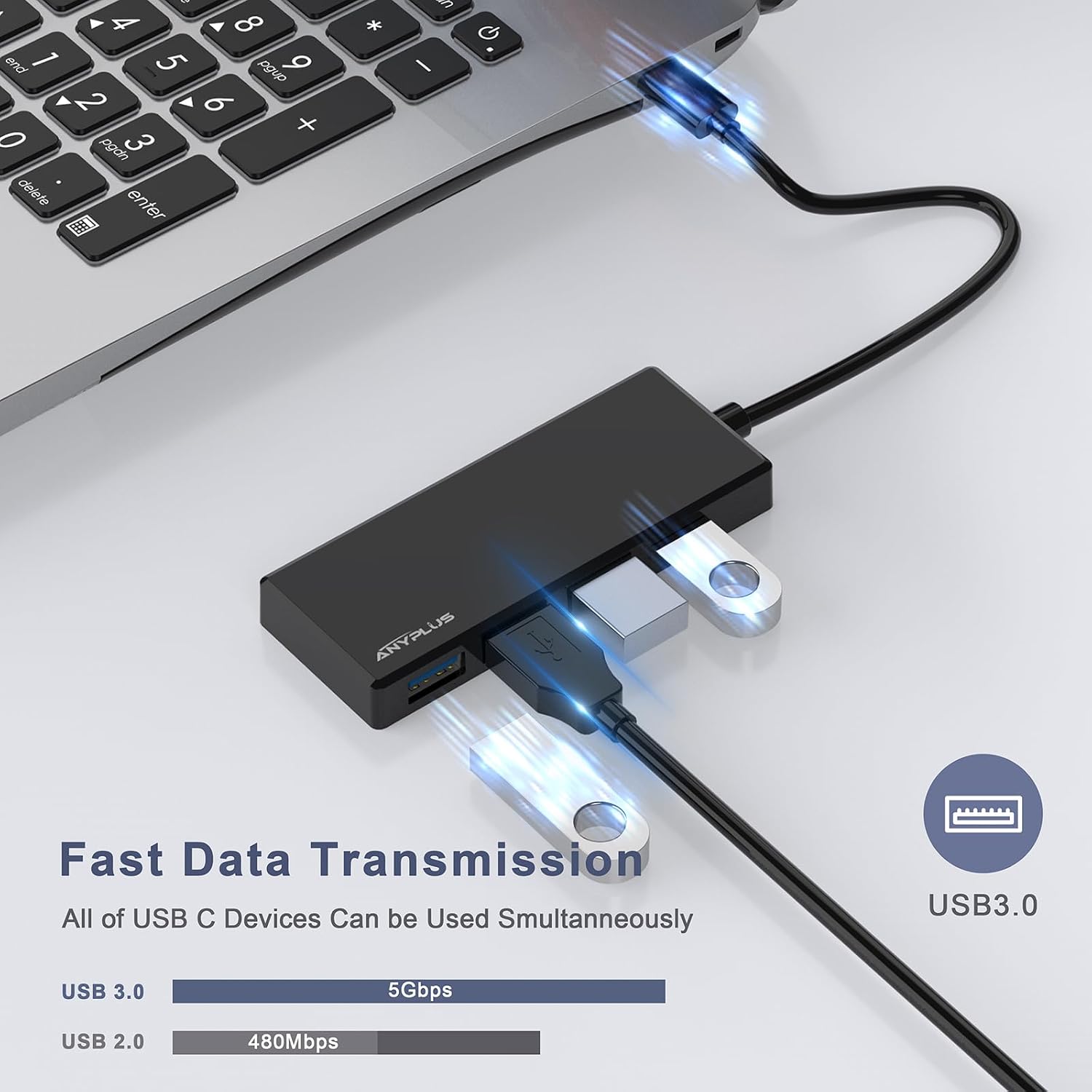 Detalle 2 de ANYPLUS USB C Hub 4-port USB 3.0 hub for MacBook