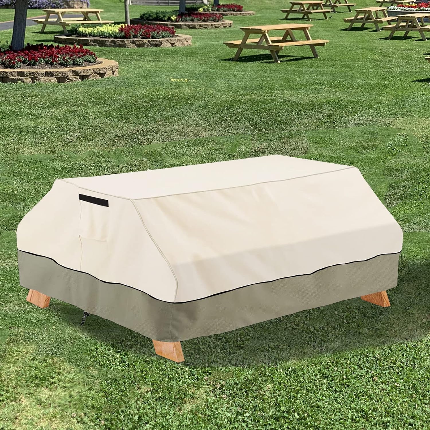 Thumbnail 6 de Bitubi YCZZ-1003-MB-72 Picnic Table Cover, 600D Oxford, Beige, 70/72-Inch
