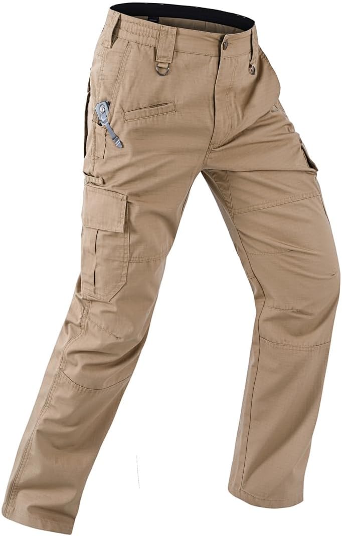 Thumbnail 6 de Mens Work Pants: Water Resistant Elastic Waist Cargo Tactical Pants with 8 Pockets
