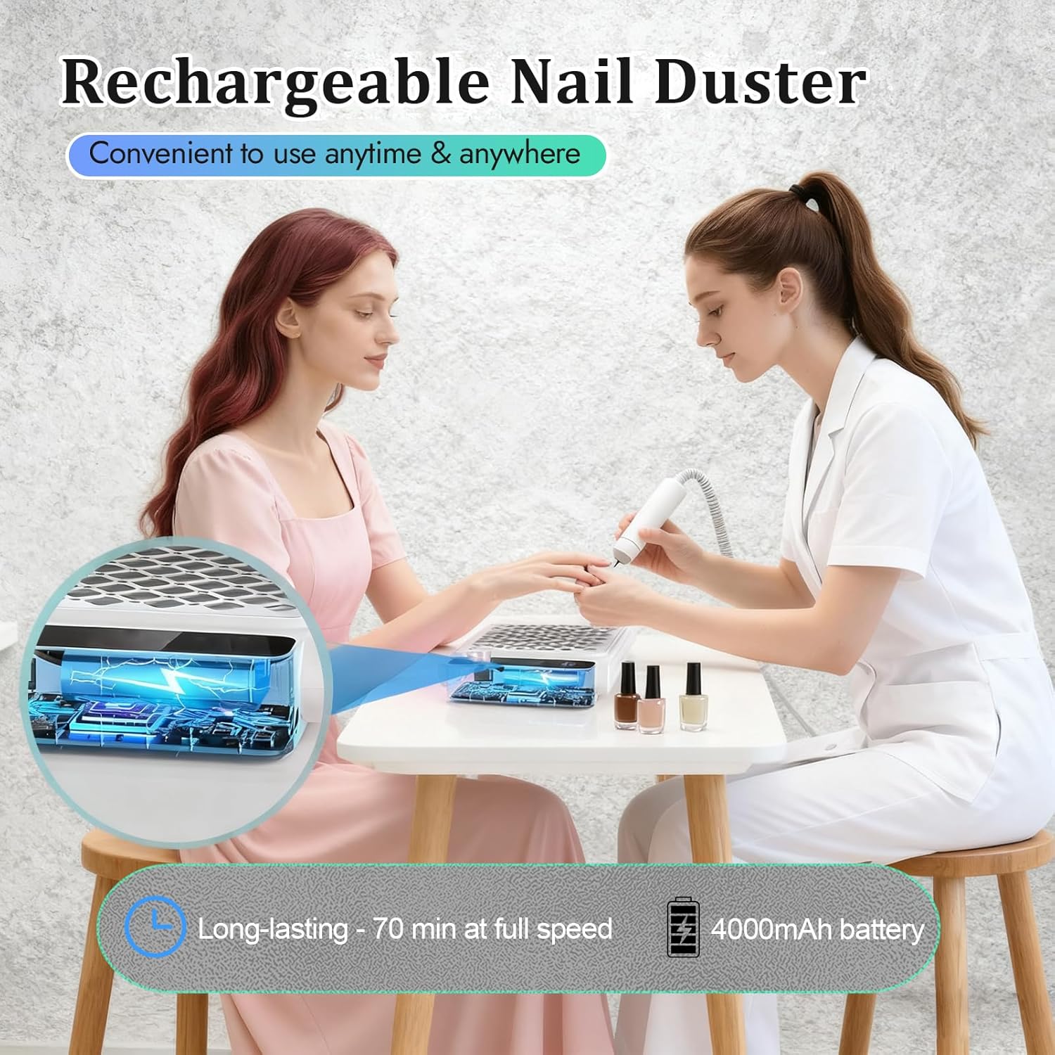 Detalle 2 de Cordless Nail Dust Collector: a practical, rechargeable option for salon and home use