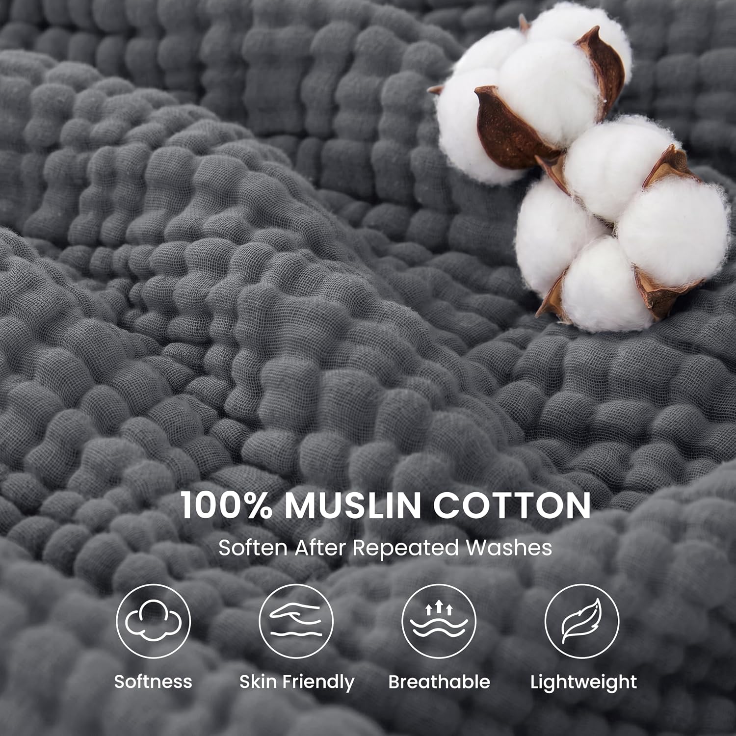 Detalle 2 de Love's cabin Cotton Muslin Blanket, Queen Size