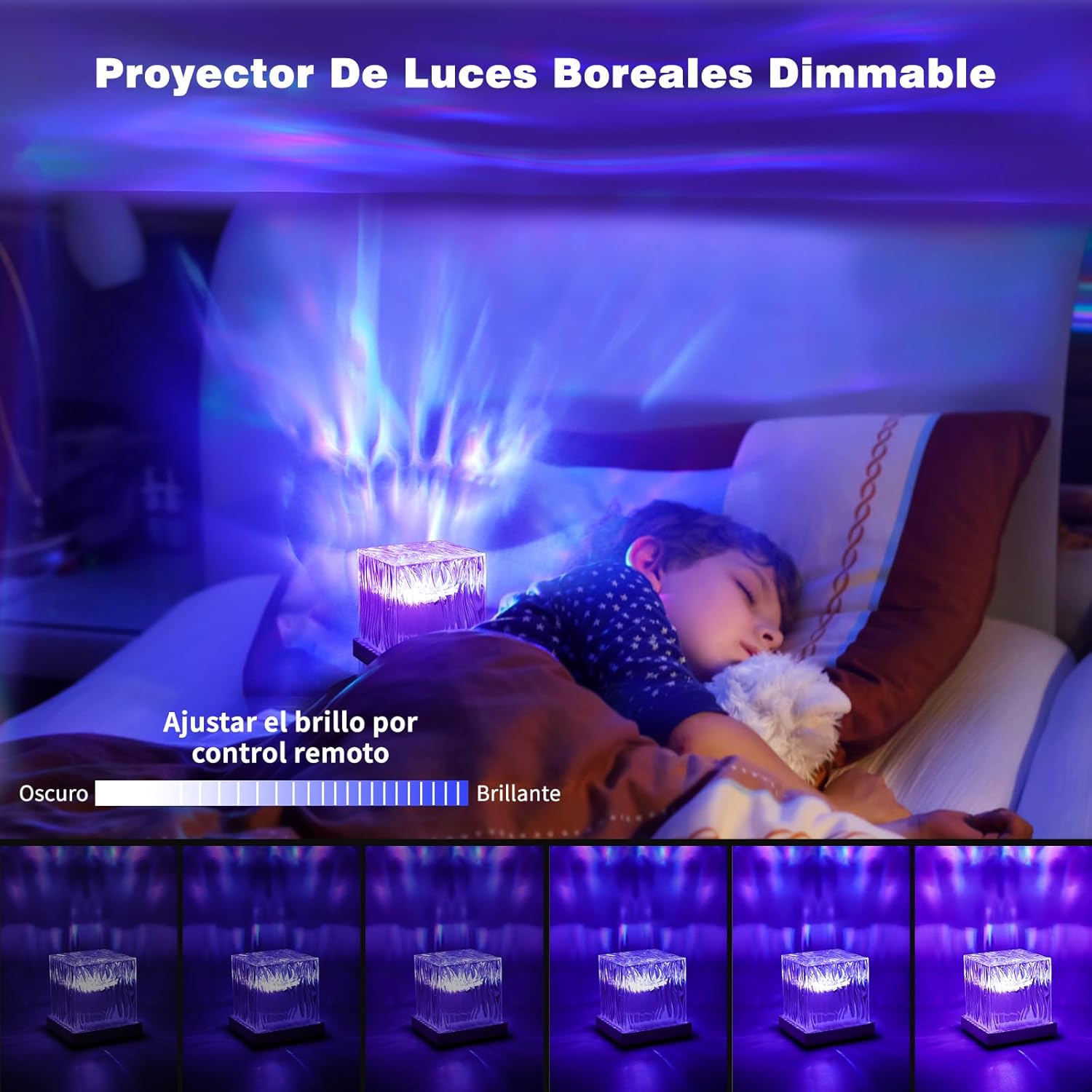 Thumbnail 3 de Dreamy Cubby luce notturna con proiezione galassia ad effetto aurora, 16 colori e telecomando