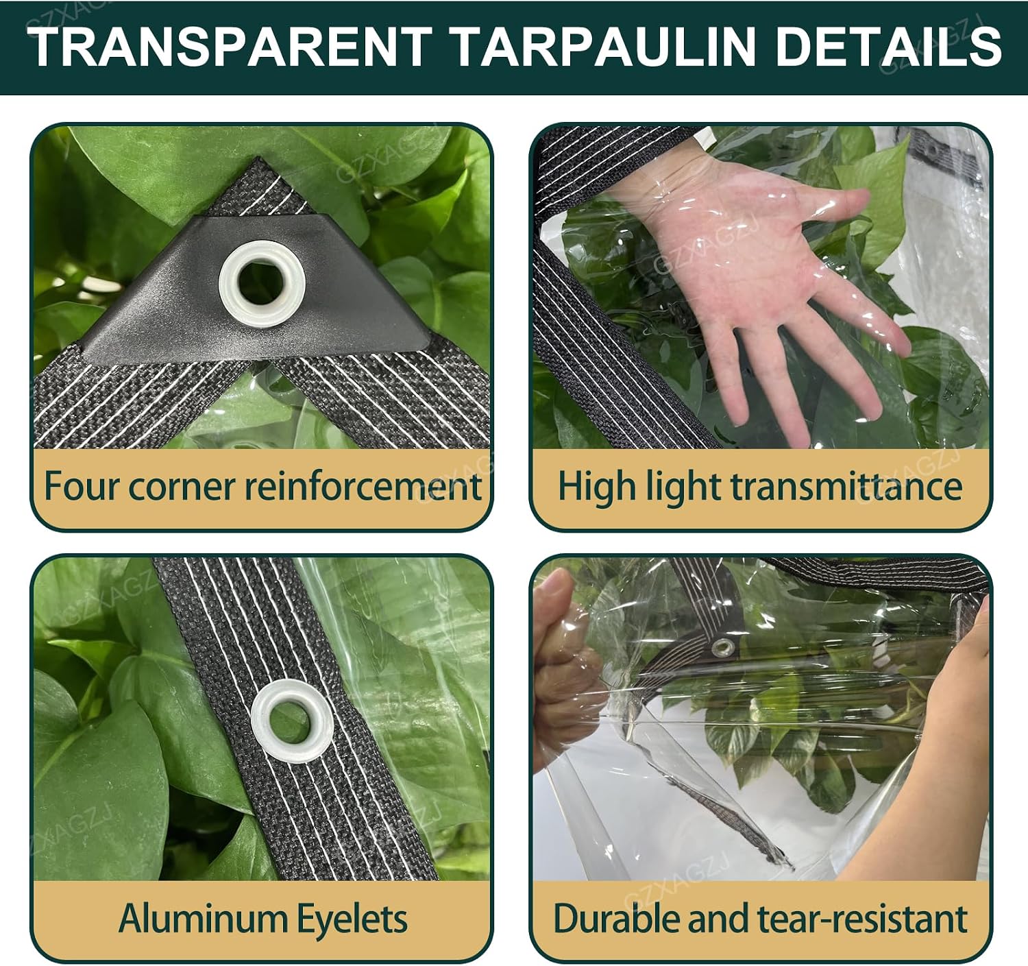 Detalle de GZXAGZJ Clear Tarp with Grommets 8x16 ft Heavy Duty Tarpaulin