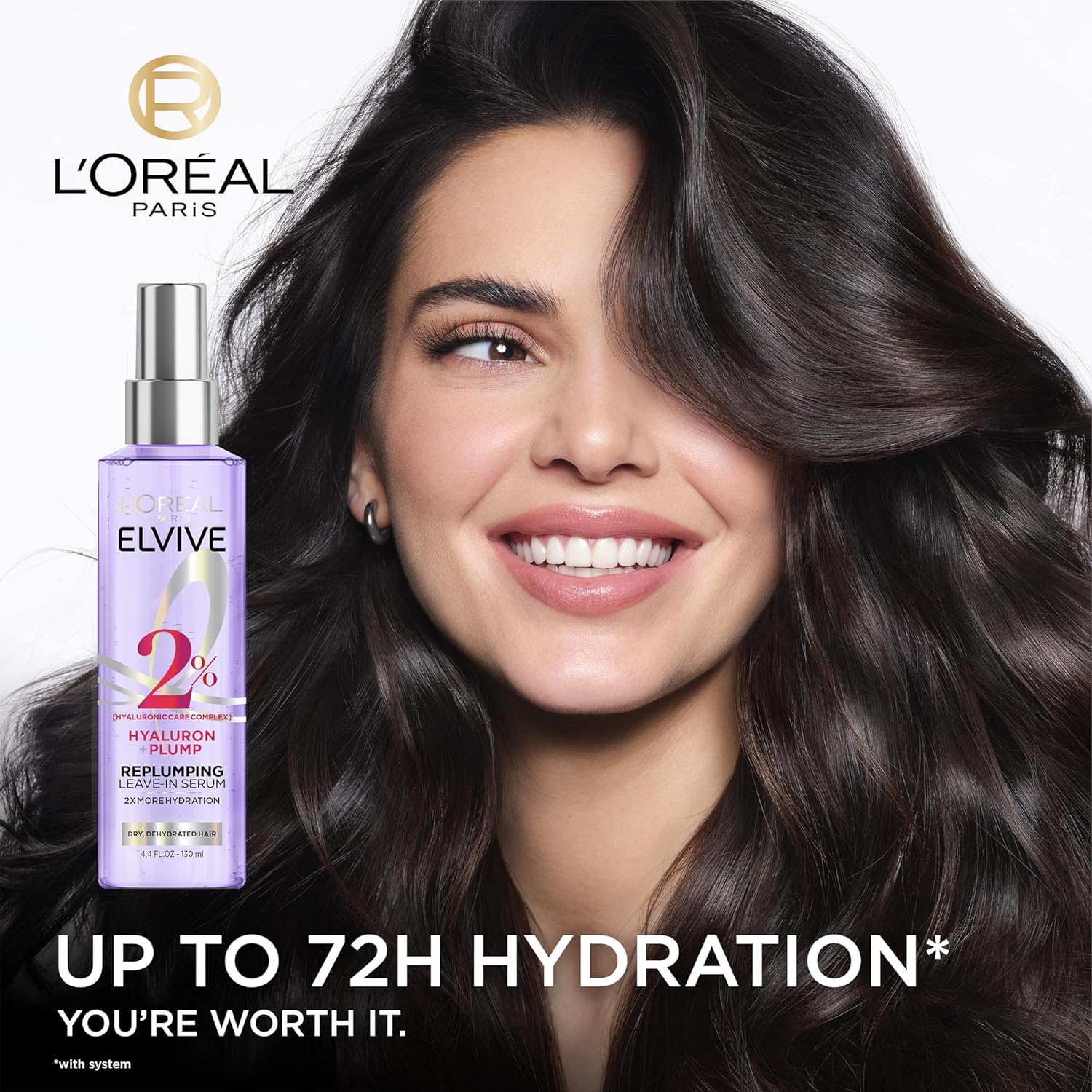 Detalle de L'Oreal Paris Elvive Hyaluron Plump Moisture Plump Hair Serum for Dehydrated, Dry Hair