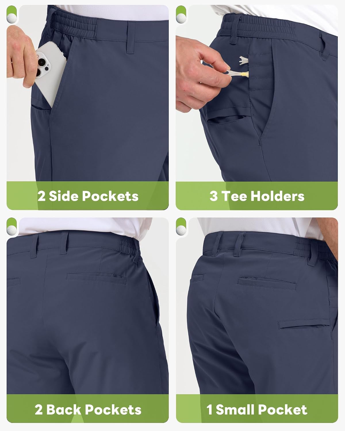 Detalle de Outdoor Ventures Men's Golf Shorts 9'' UPF 50+ Bermuda Short