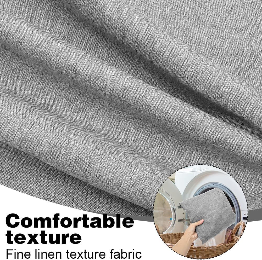 Thumbnail 3 de LOMUG Sitzsack XL aus Leinen-Baumwoll-Mix – nur Bezug, 100 x 120 cm (Hellgrau)