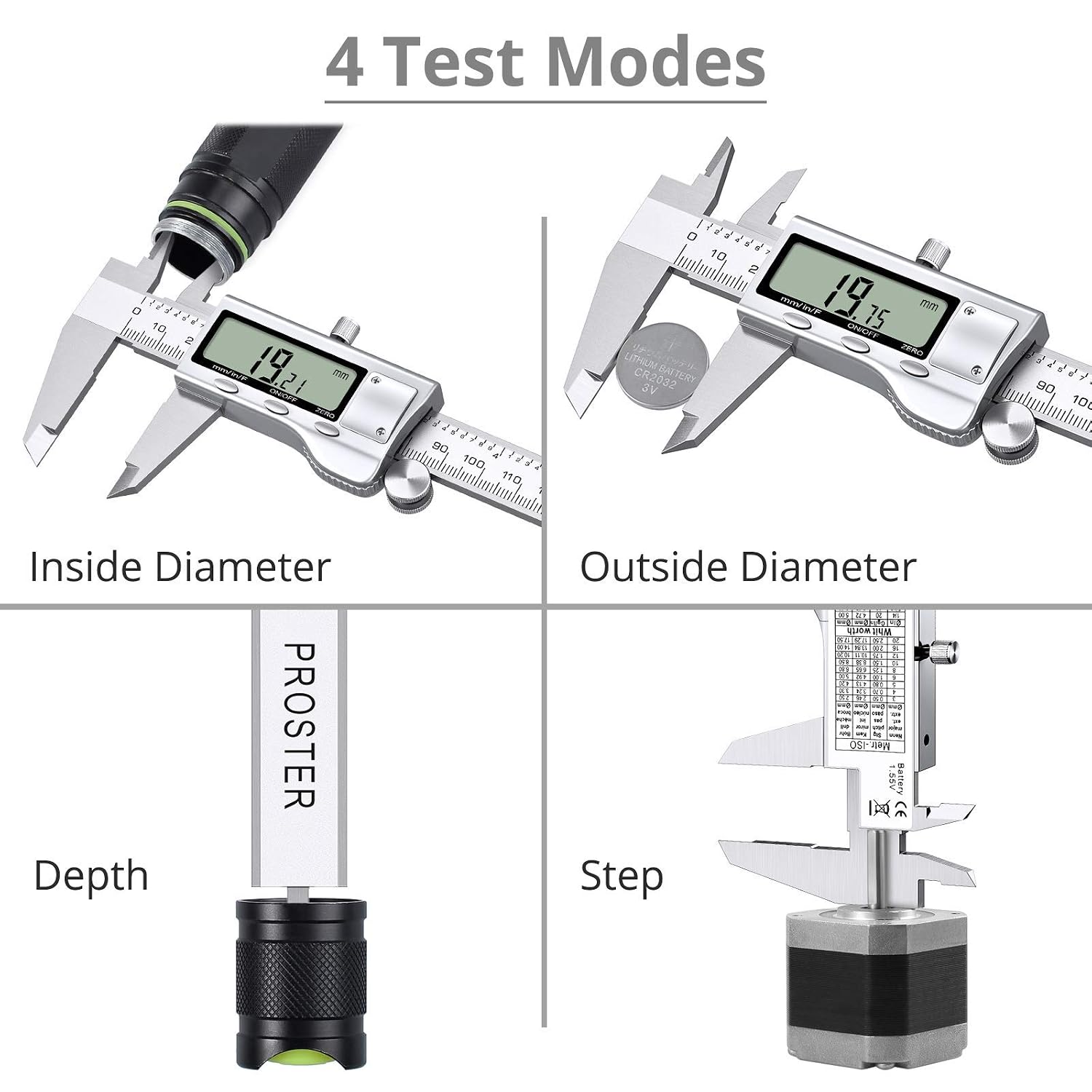 Detalle 2 de Proster Digital Vernier Caliper, 200mm/8-inch with 32 Feeler Gauges