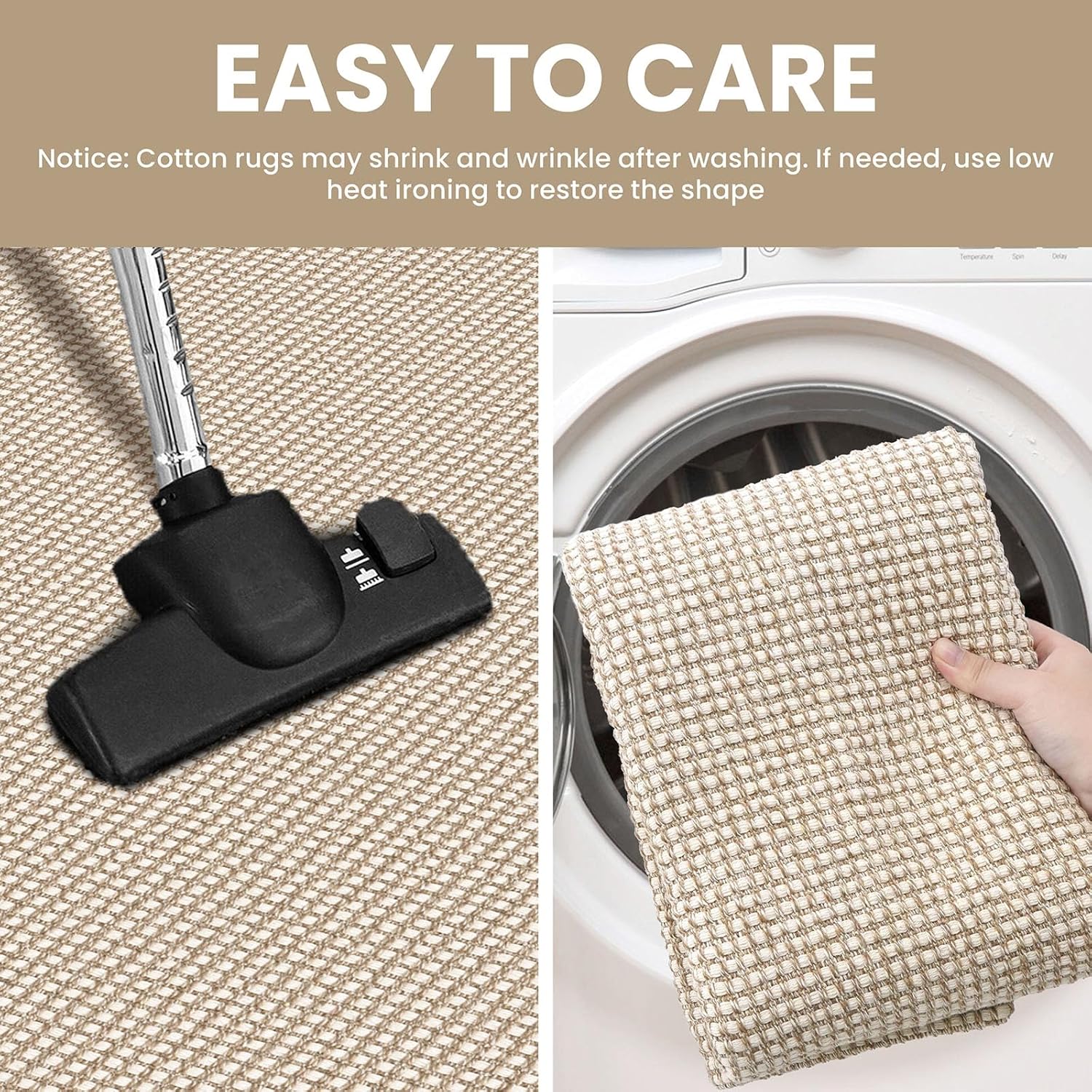 Thumbnail 3 de IOHOUZE Washable Area Rug 3x5 with Non-Slip Rubber Backing (Beige/Khaki)